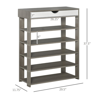 Shoe Rack, Free Standing Shoe Cabinet with Drawer and 5-tier Storage Shelf, Shoe Storage Organizer for Entryway, Grey Shoe Storage Cabinets & Racks   at Gallery Canada