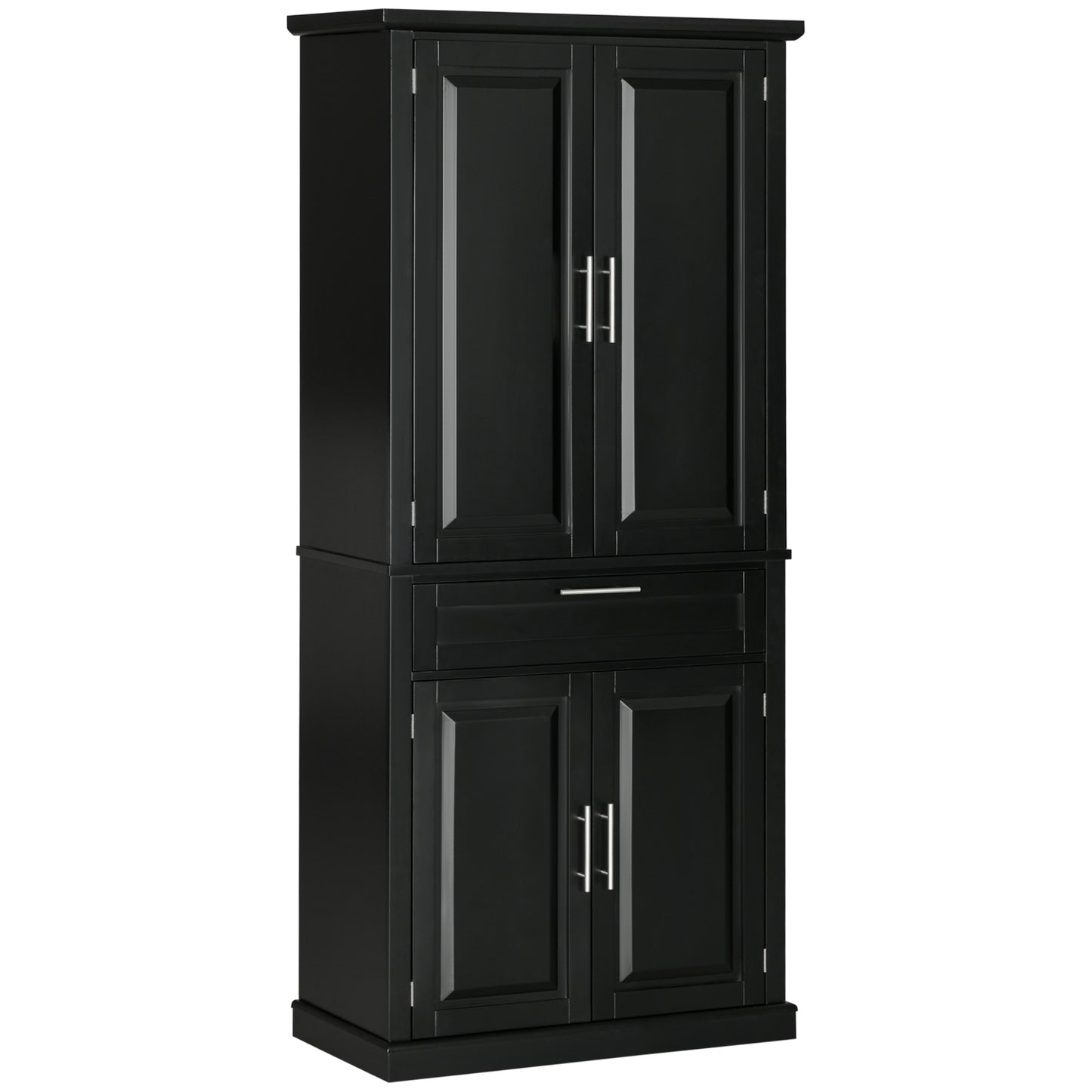 72" Kitchen Pantry Cabinet, Freestanding Storage Cabinet, 4-Door Cupboard with Drawer and Adjustable Shelves, Black Kitchen Pantry Cabinets Black  at Gallery Canada