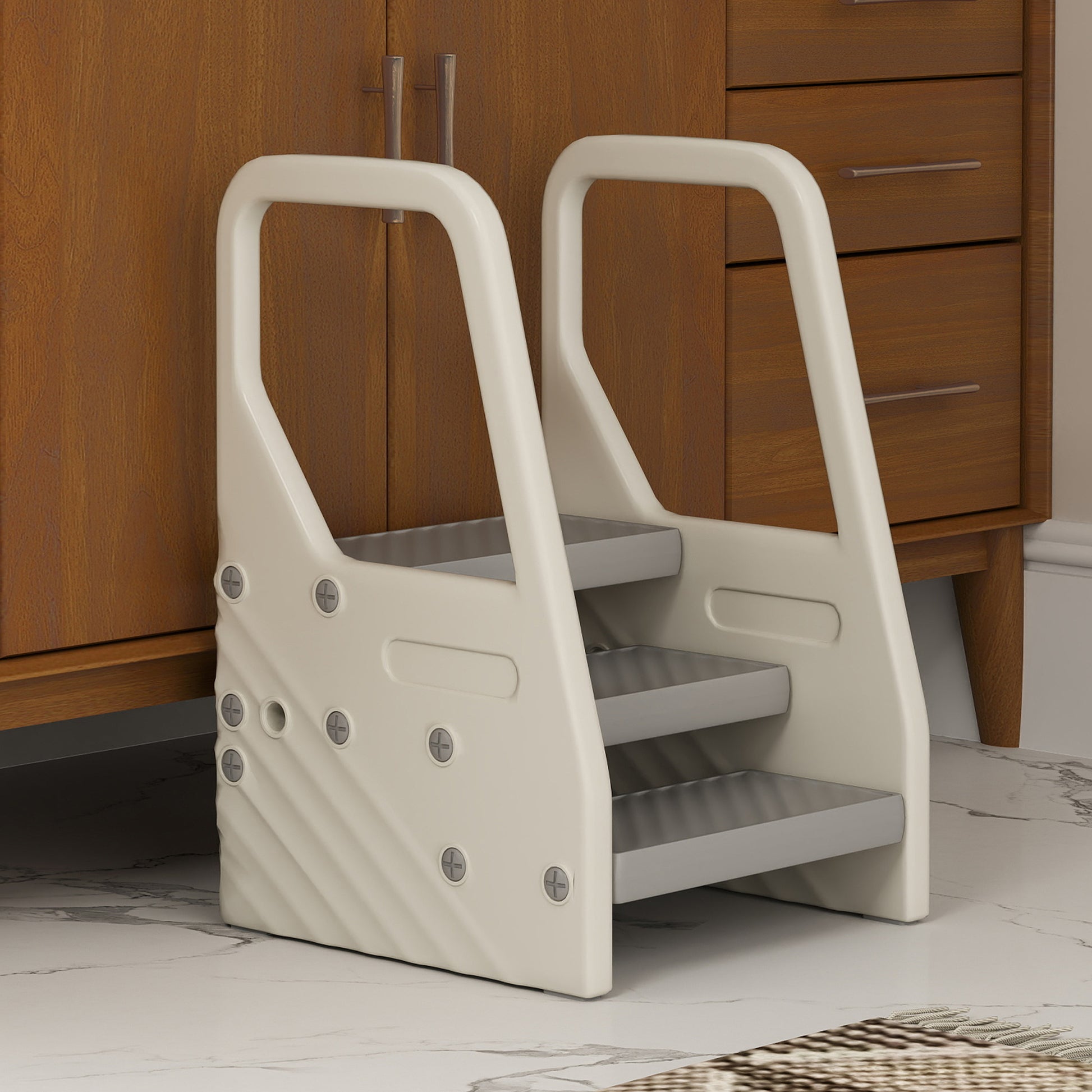 Adjustable Height Toddler Step Stool with Handle &; Foot Pads, Grey Toddler & Kids Step Stools at Gallery Canada