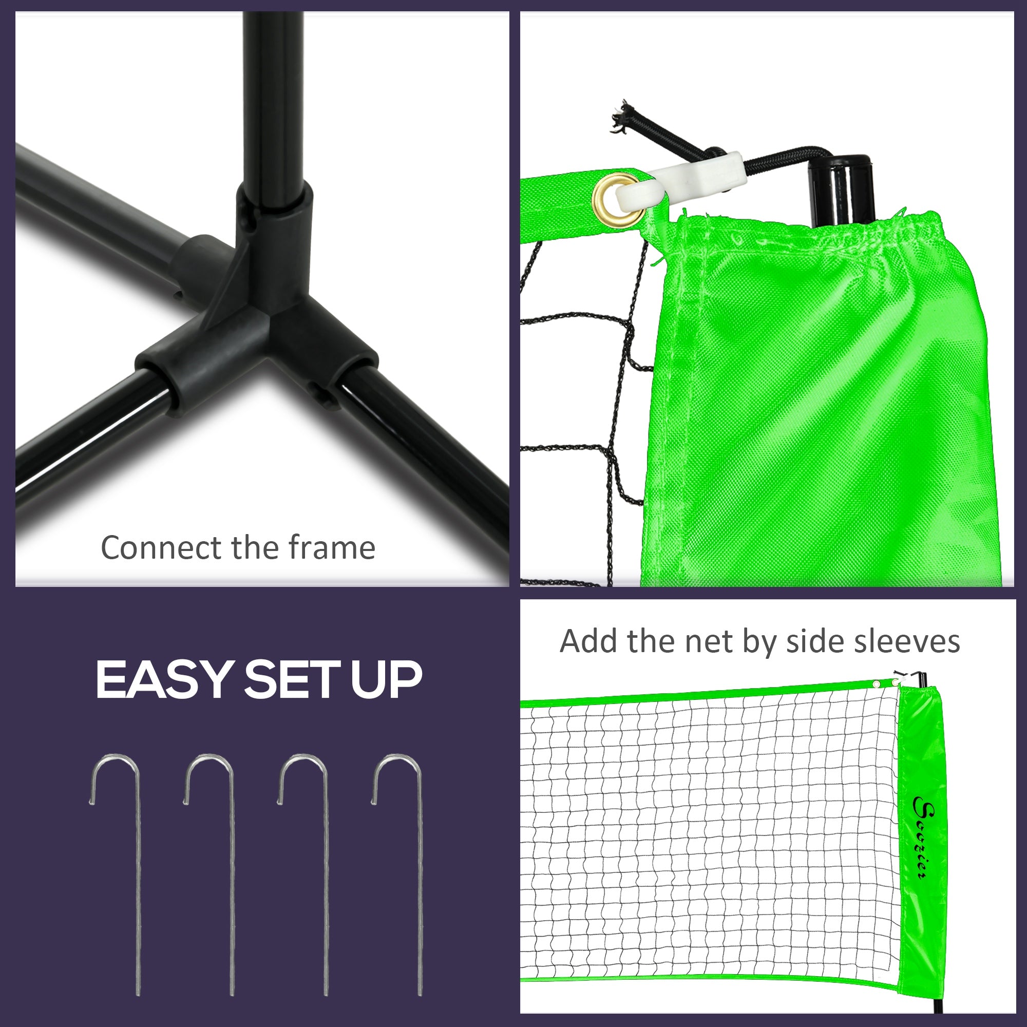 Portable Badminton Set, Pickleball Volleyball Net with 3 Shuttlecocks, 4 Rackets, for Indoor Outdoor, Beach, Backyard Badminton at Gallery Canada