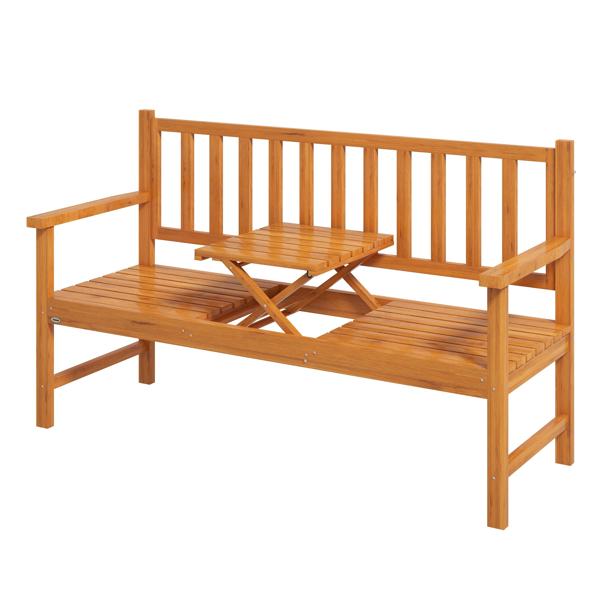 Wooden Bench with Liftable Middle Table, Outdoor Bench, Patio Loveseat for Porch, Backyard, Seats 2-3 People Patio Chairs   at Gallery Canada