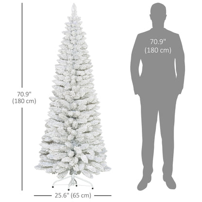 6ft White Christmas Tree, Flocked Pencil Christmas Tree with 376 Branch Tips and Metal Base for Home, Indoor, Holiday Pencil Christmas Trees   at Gallery Canada