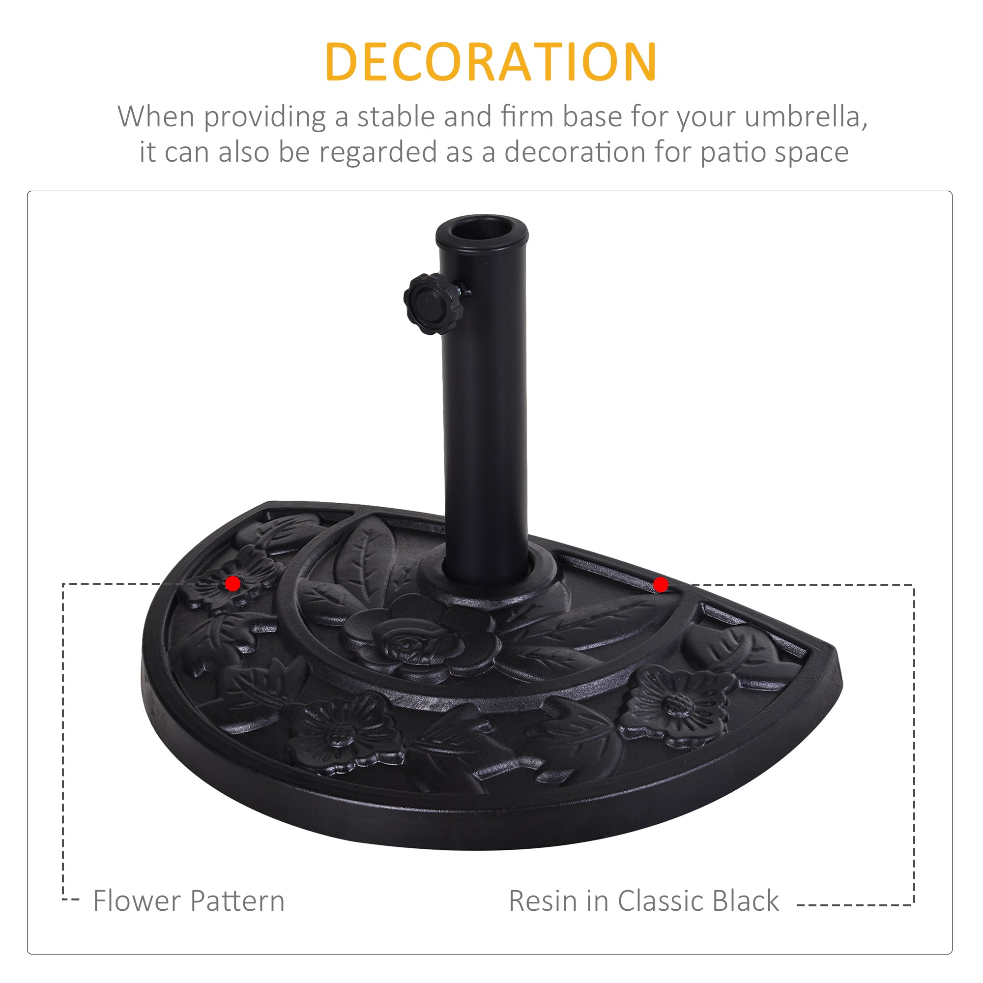 20 lbs Half Round Patio Umbrella Base 20