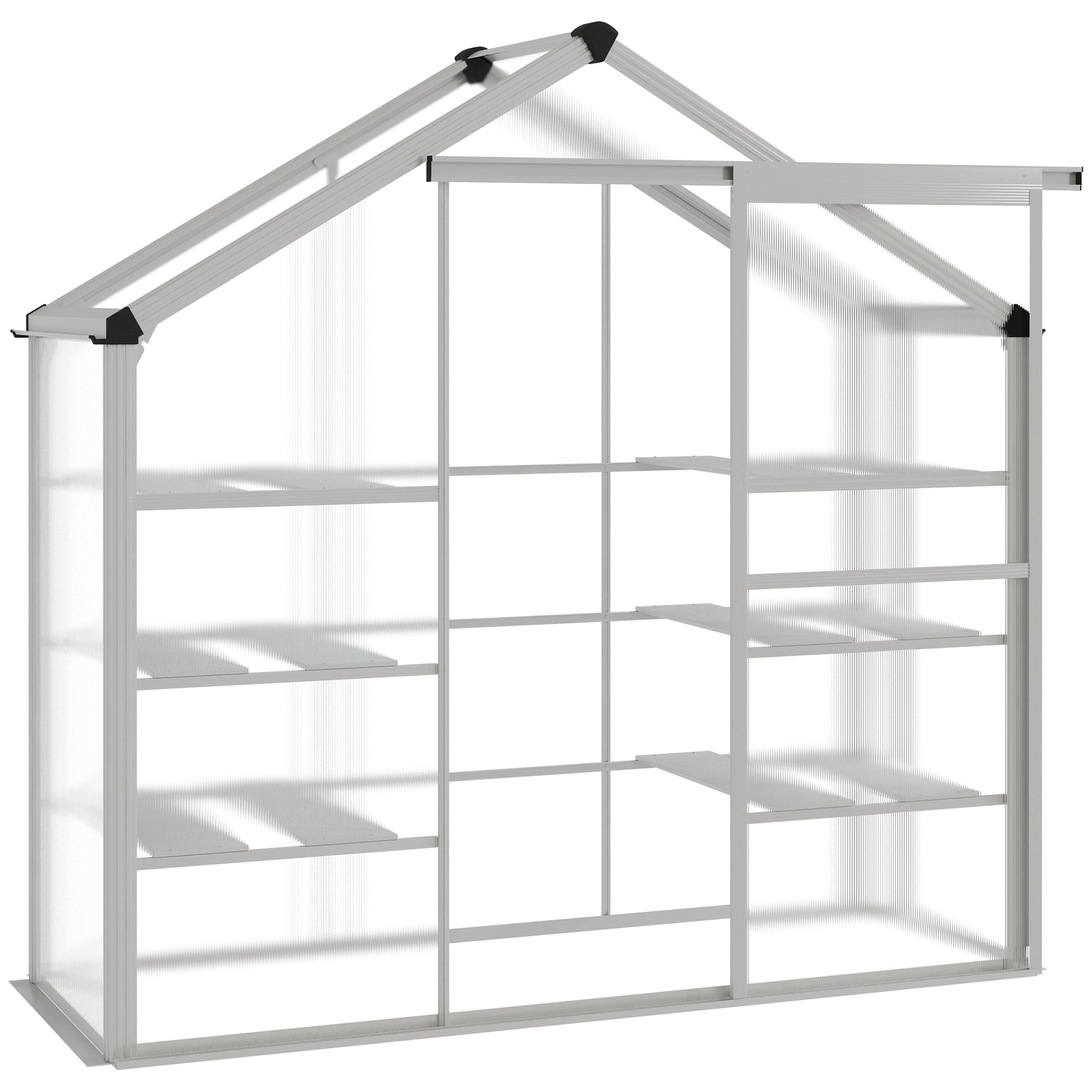 6.3' x 2.3' x 6.1' Outdoor Walk-in Greenhouse with 3-Tier Shelves, Garden Polycarbonate Green House Plants Flower Cold Frame with Aluminum Frame Walk In Greenhouses Silver Frame at Gallery Canada