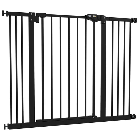 30 Inch Tall Pet Gate with Door Dog Gate and Barrier Indoor for Stairs Includes 2.8", 5.5" Extensions Kit, Black Houses, Kennels & Pens   at Gallery Canada