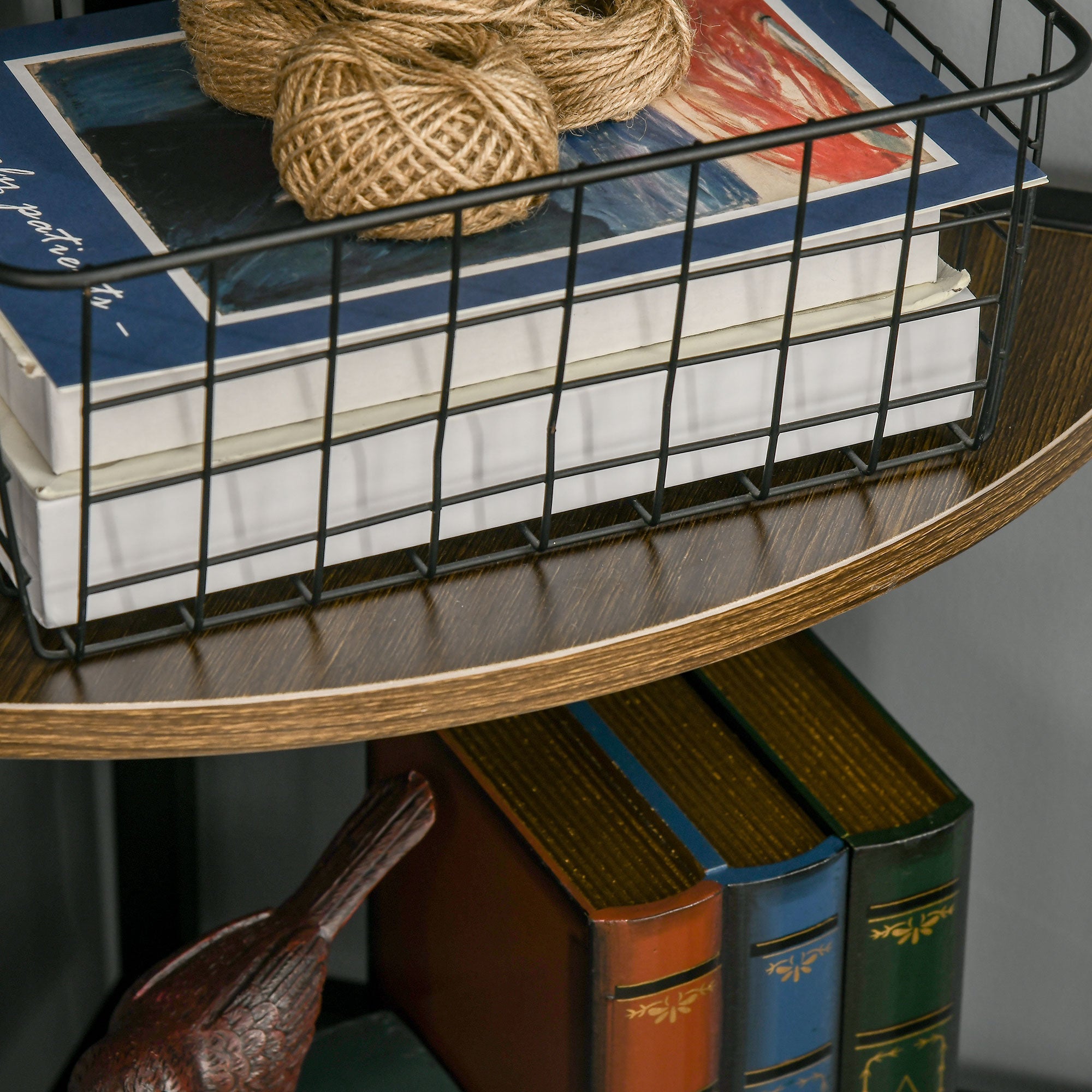 6-Tier Corner Shelf, Corner Bookshelf with Metal Frame, for Living Room, Bedroom, Kitchen, Dark Brown Display Bookshelves   at Gallery Canada