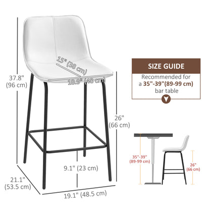 Bar Stools Set of 2, Upholstered Counter Height Bar Chairs, Kitchen Stools with Steel Legs Bar Stools   at Gallery Canada