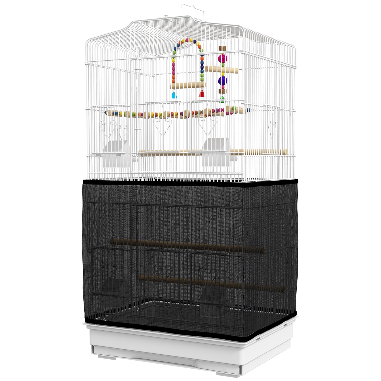 36" Bird Cage with Accessories, Handle, Mesh Cover, Tray, White Bird Cages   at Gallery Canada