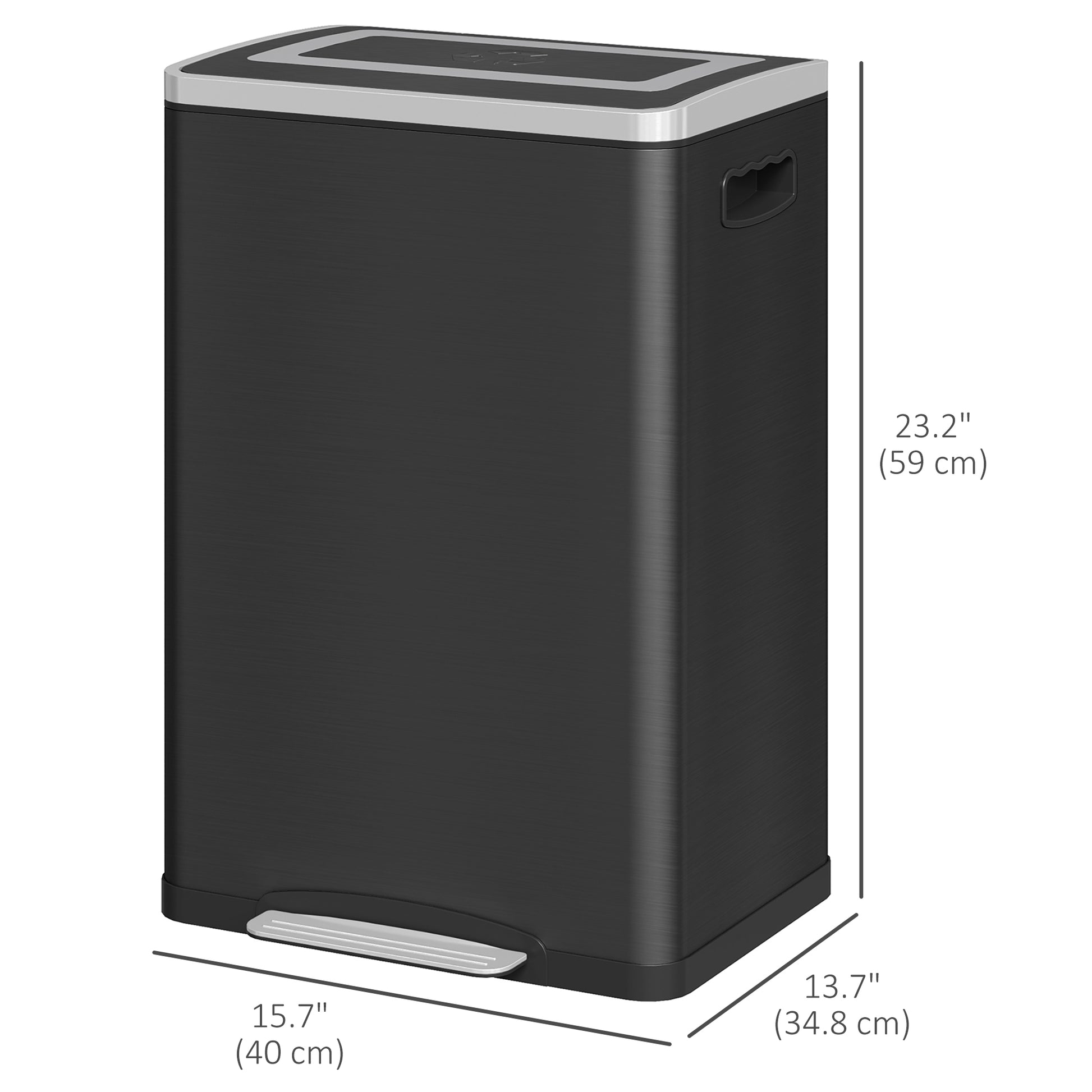 2 x 20 Liter Garbage Bin, Stainless Steel Garbage Can with Soft-Close Lid and Removable Inner Buckets, Black Household Supplies at Gallery Canada