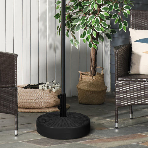 Umbrella Base, Heavy Duty Fillable Base Holder with Steel Pole, Round Parasol Stand for Patio, Outdoor, Backyard, Black