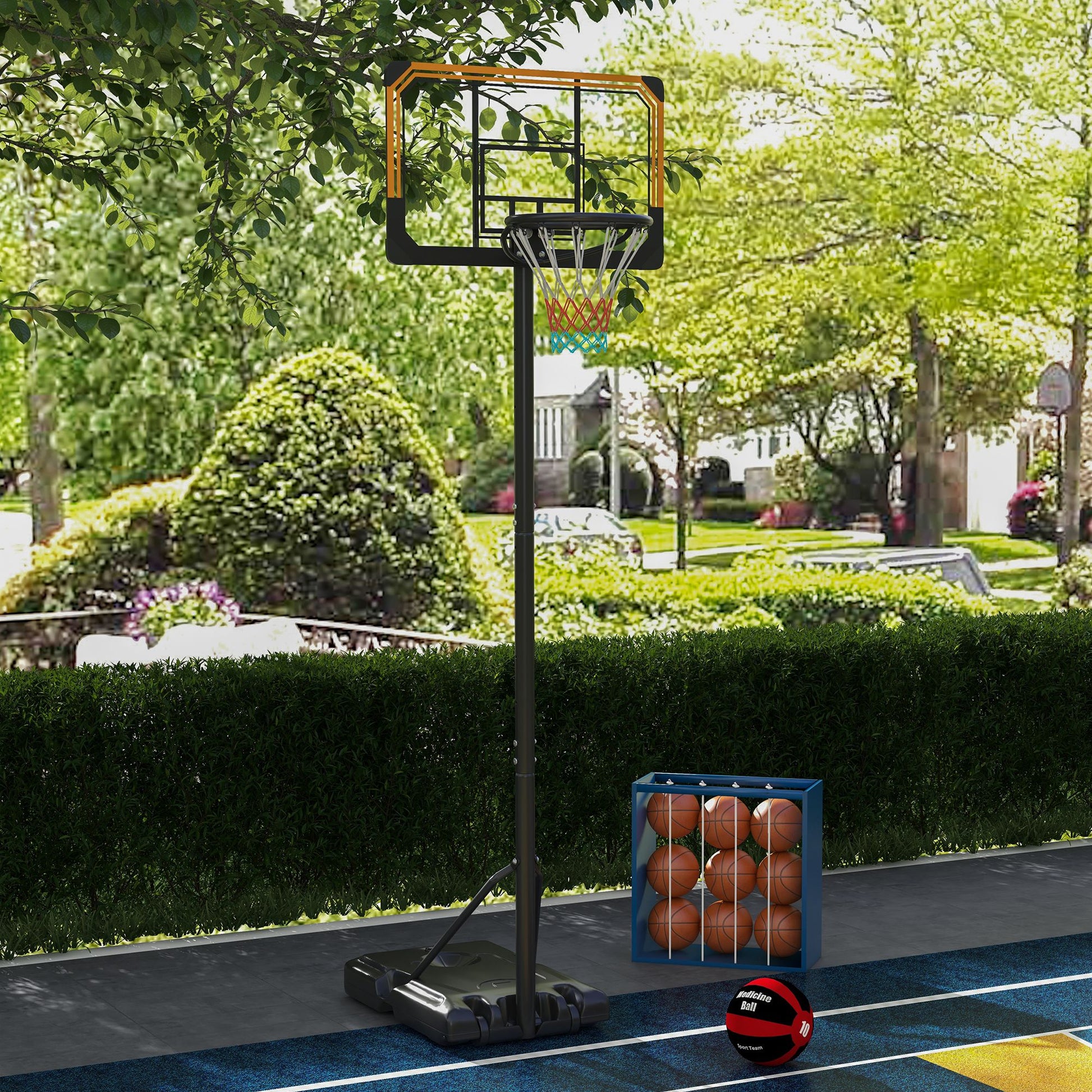 6-7ft Basketball Hoop, Freestanding Basketball System with 18" Shatterproof Backboard and Weighted Base Basketball Black  at Gallery Canada