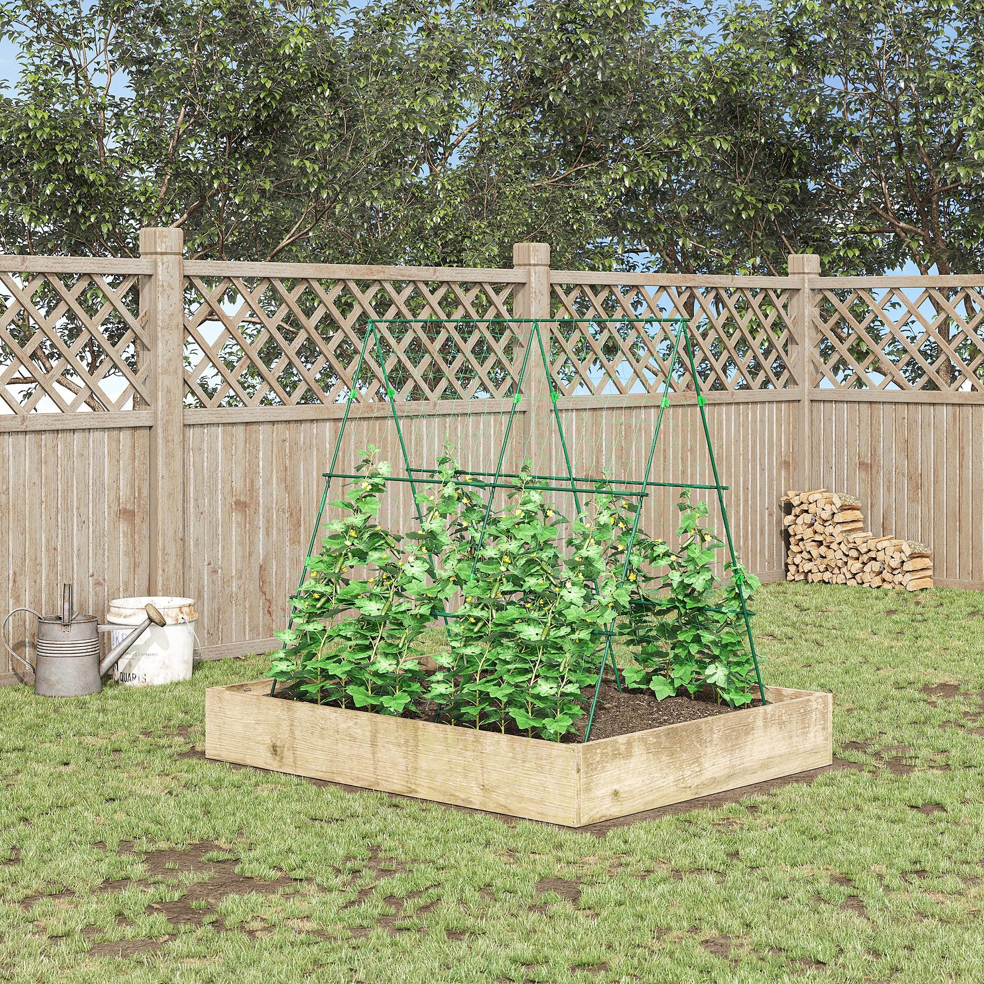 Metal Tomato Cage with Netting for Climbing Plants Vegetables, A Frame Tomato Plant Support Tomato Trellis for Vegetable Garden, Patio, Balcony, Green Plant Stands at Gallery Canada