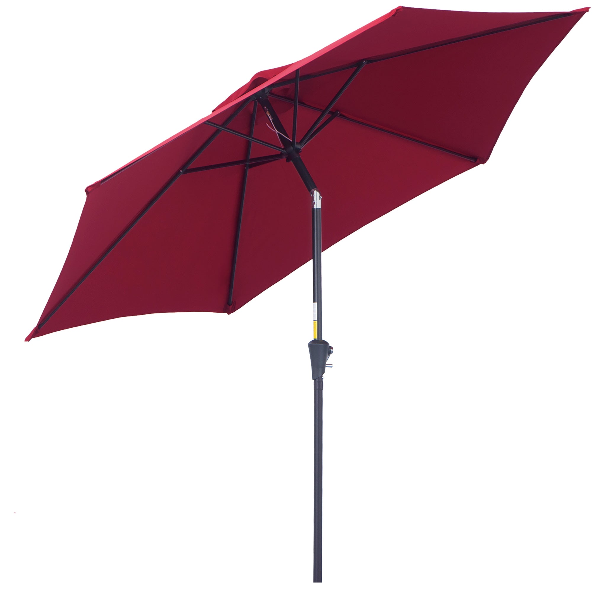 8.5' Round Aluminum Patio Umbrella 6 Ribs Market Sunshade Tilt Canopy w/ Crank Handle Garden Parasol Wine Red Sun Umbrellas Wine Red  at Gallery Canada