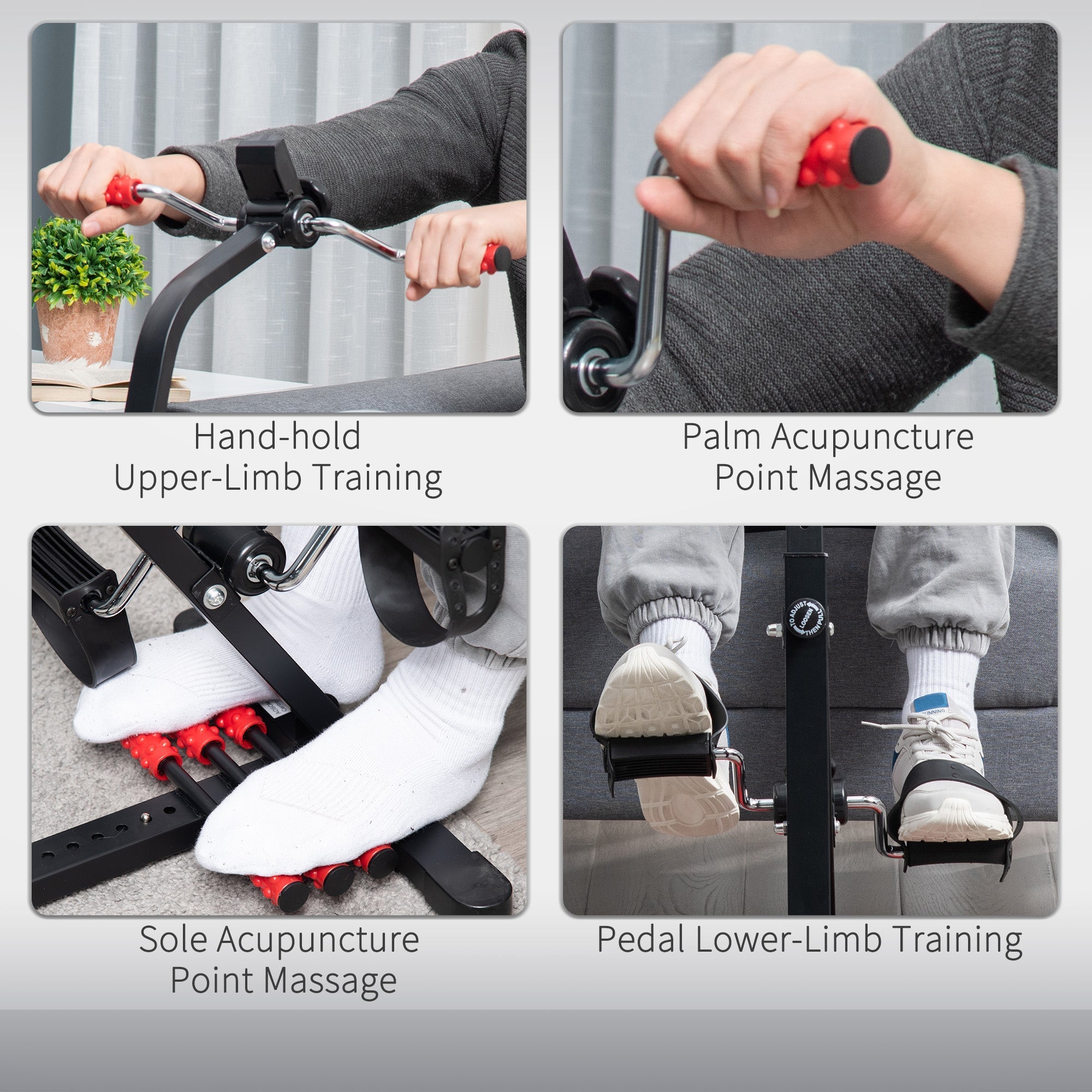 Pedal Exerciser, Hand Arm Knee and Leg Exercise Machine, Height-adjustable, with LCD Display and Foot Massage Roller Exercise & Stationary Bikes   at Gallery Canada