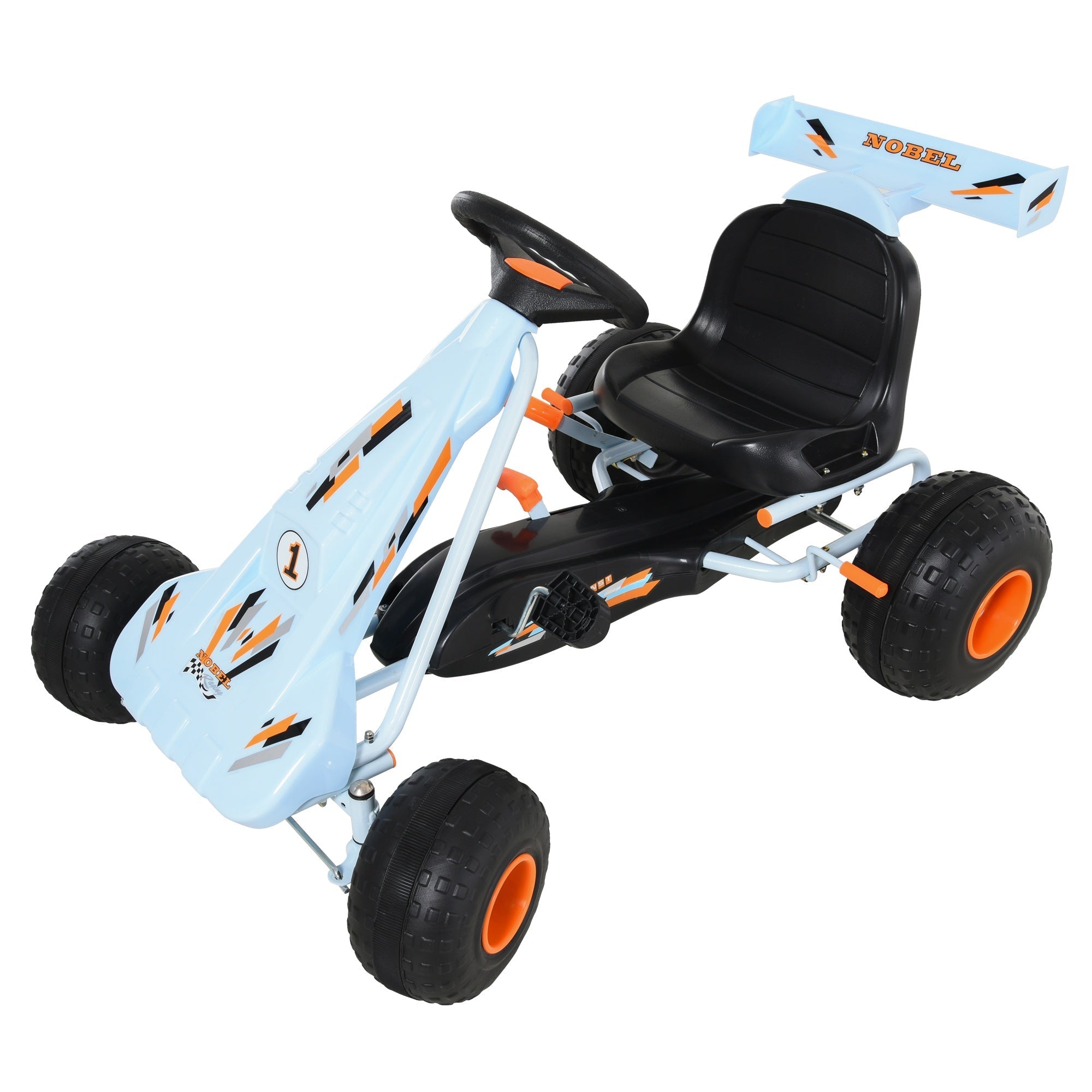 Adjustable Pedal Powered Kids Go Kart with Handbrake and Shift Lever, Light Blue Pedal Go Karts for Kids   at Gallery Canada