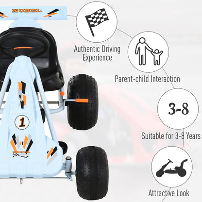 Adjustable Pedal Powered Kids Go Kart with Handbrake and Shift Lever, Light Blue Pedal Go Karts for Kids   at Gallery Canada