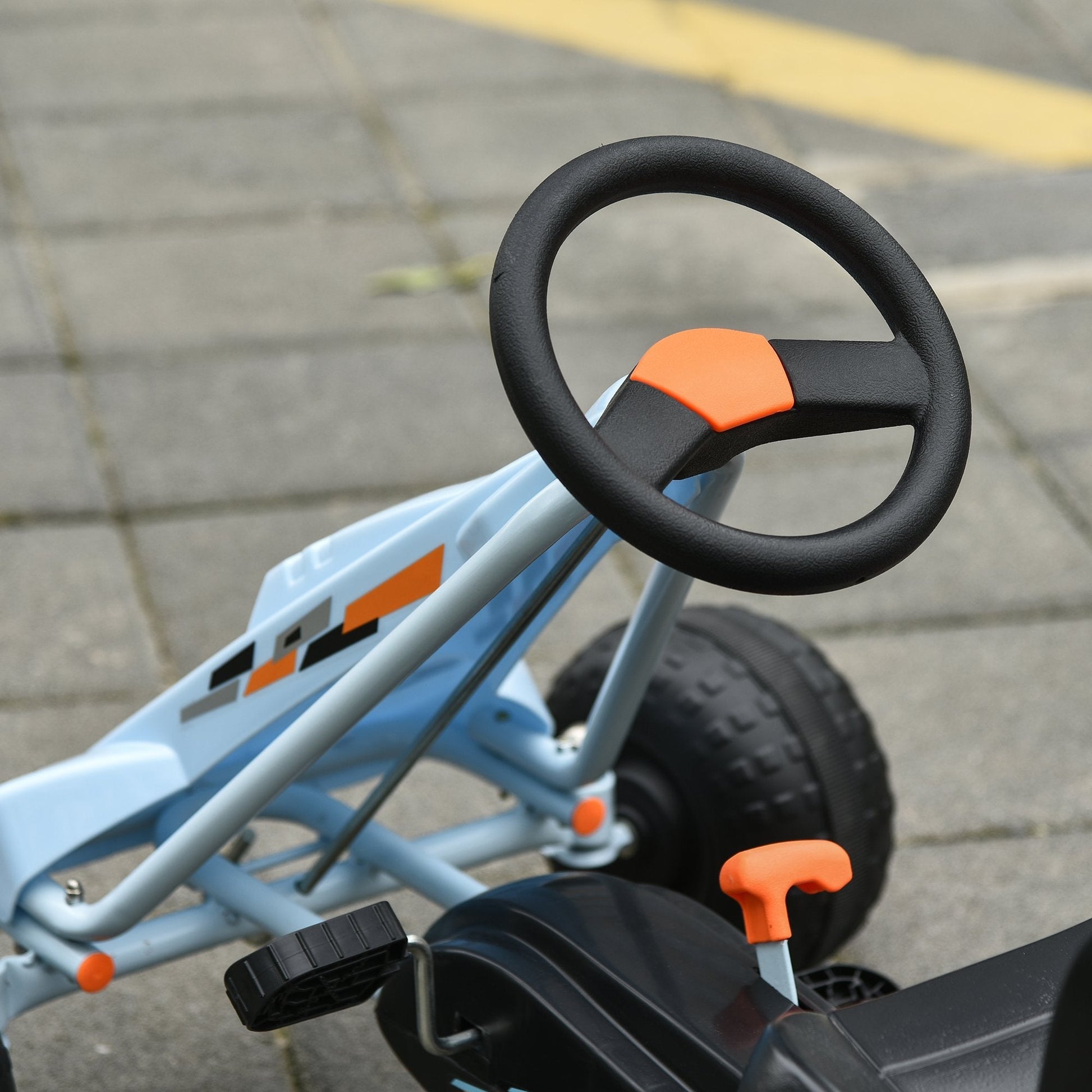 Adjustable Pedal Powered Kids Go Kart with Handbrake and Shift Lever, Light Blue Pedal Go Karts for Kids   at Gallery Canada