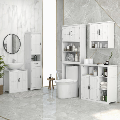 Pedestal Under Sink Cabinet, Bathroom Vanity Cabinet Storage with Double Doors and Adjustable Shelf, White Bathroom Cabinets   at Gallery Canada
