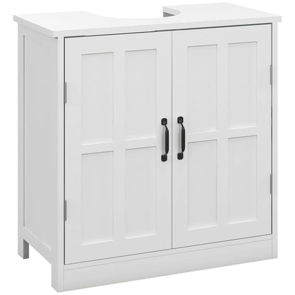 Pedestal Under Sink Cabinet, Bathroom Vanity Cabinet Storage with Double Doors and Adjustable Shelf, White - Gallery Canada