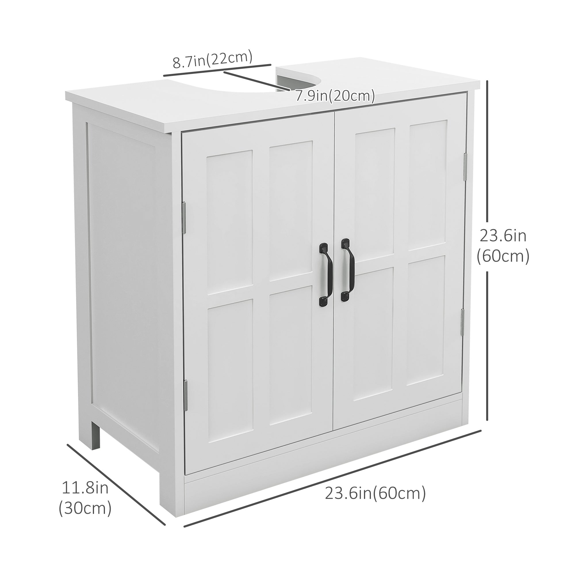 Pedestal Under Sink Cabinet, Bathroom Vanity Cabinet Storage with Double Doors and Adjustable Shelf, White Bathroom Cabinets   at Gallery Canada