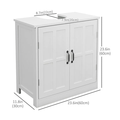 Pedestal Under Sink Cabinet, Bathroom Vanity Cabinet Storage with Double Doors and Adjustable Shelf, White - Gallery Canada