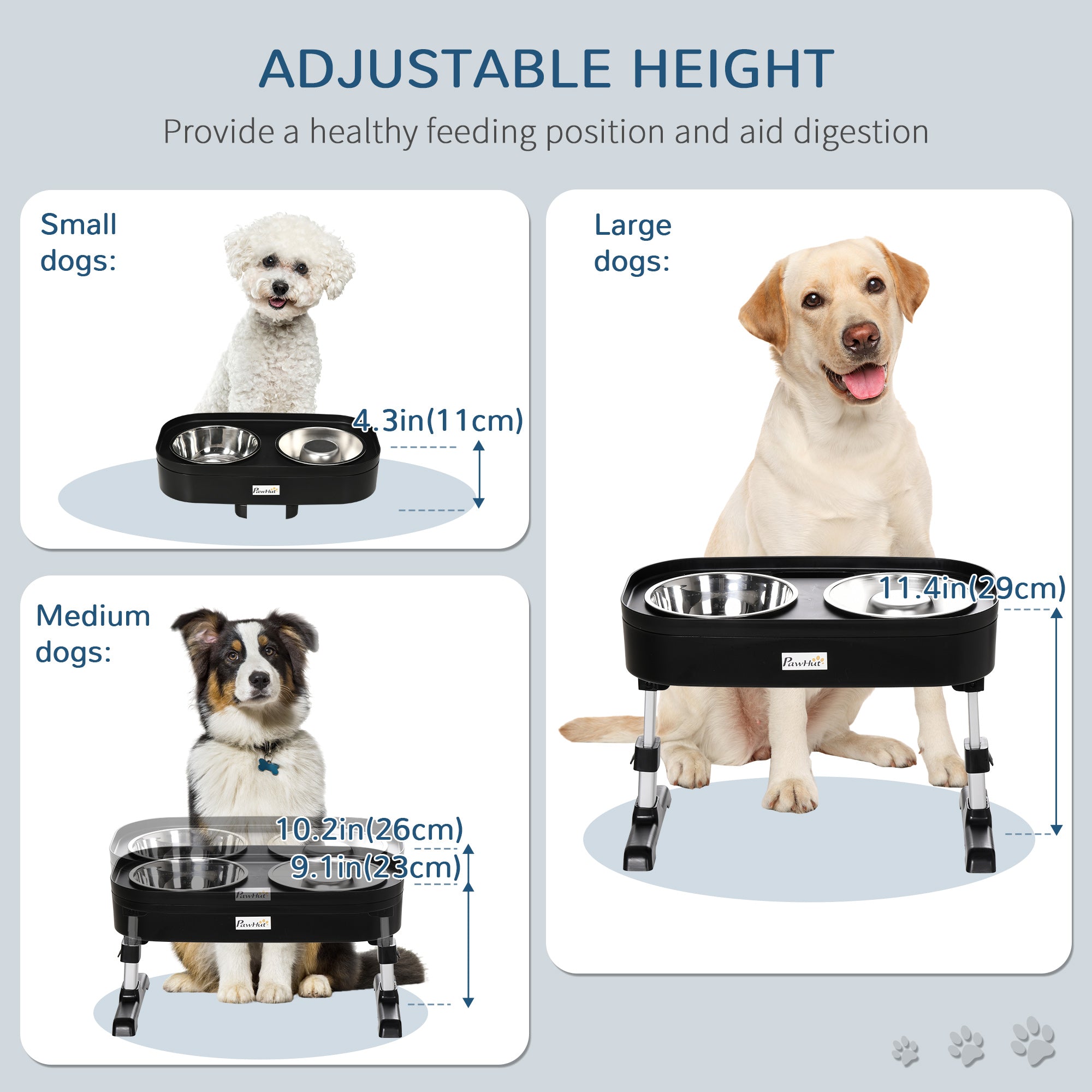 Pet Feeder, 4 Adjustable Heights Elevated Dog Bowls with Slower Feeder, Stainless Steel Food and Water Bowls, Raised Edge and Food Collection Hole Dog Bowls   at Gallery Canada