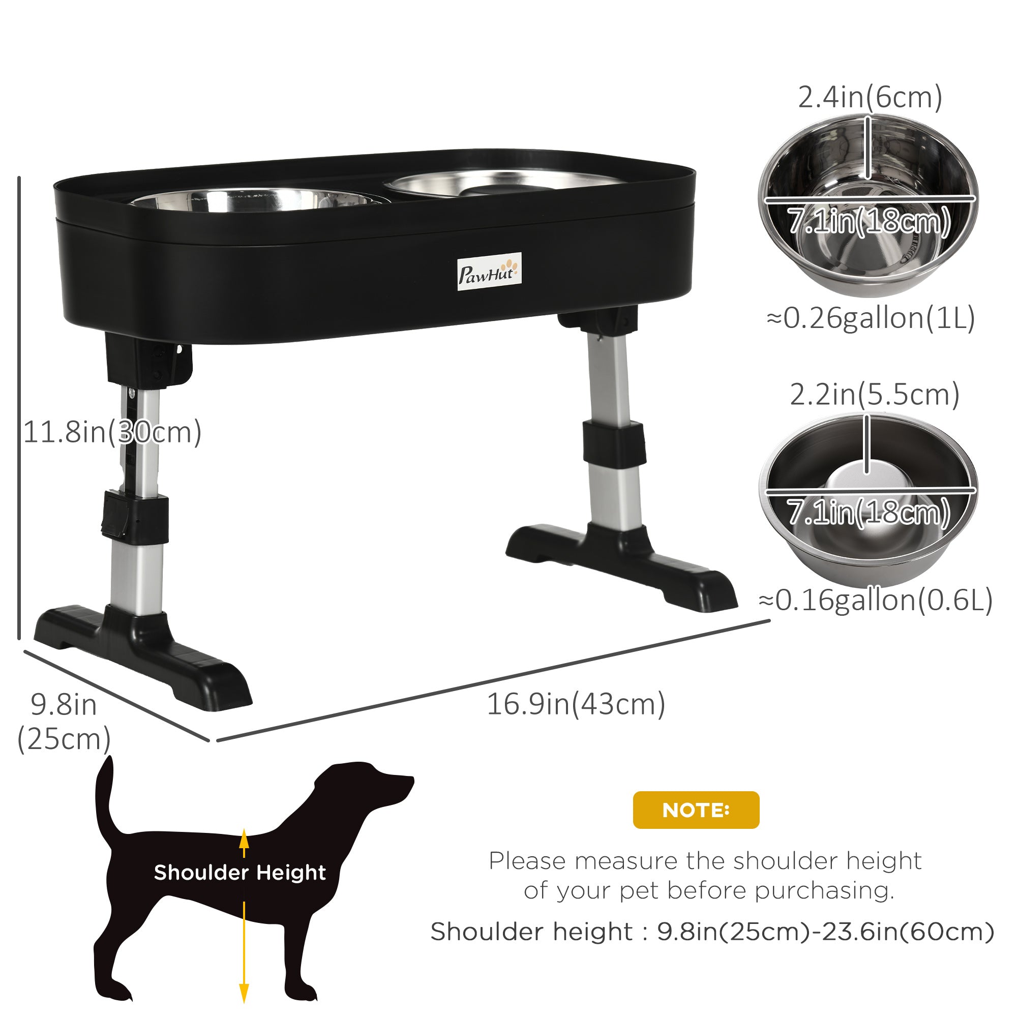 Pet Feeder, 4 Adjustable Heights Elevated Dog Bowls with Slower Feeder, Stainless Steel Food and Water Bowls, Raised Edge and Food Collection Hole Dog Bowls   at Gallery Canada