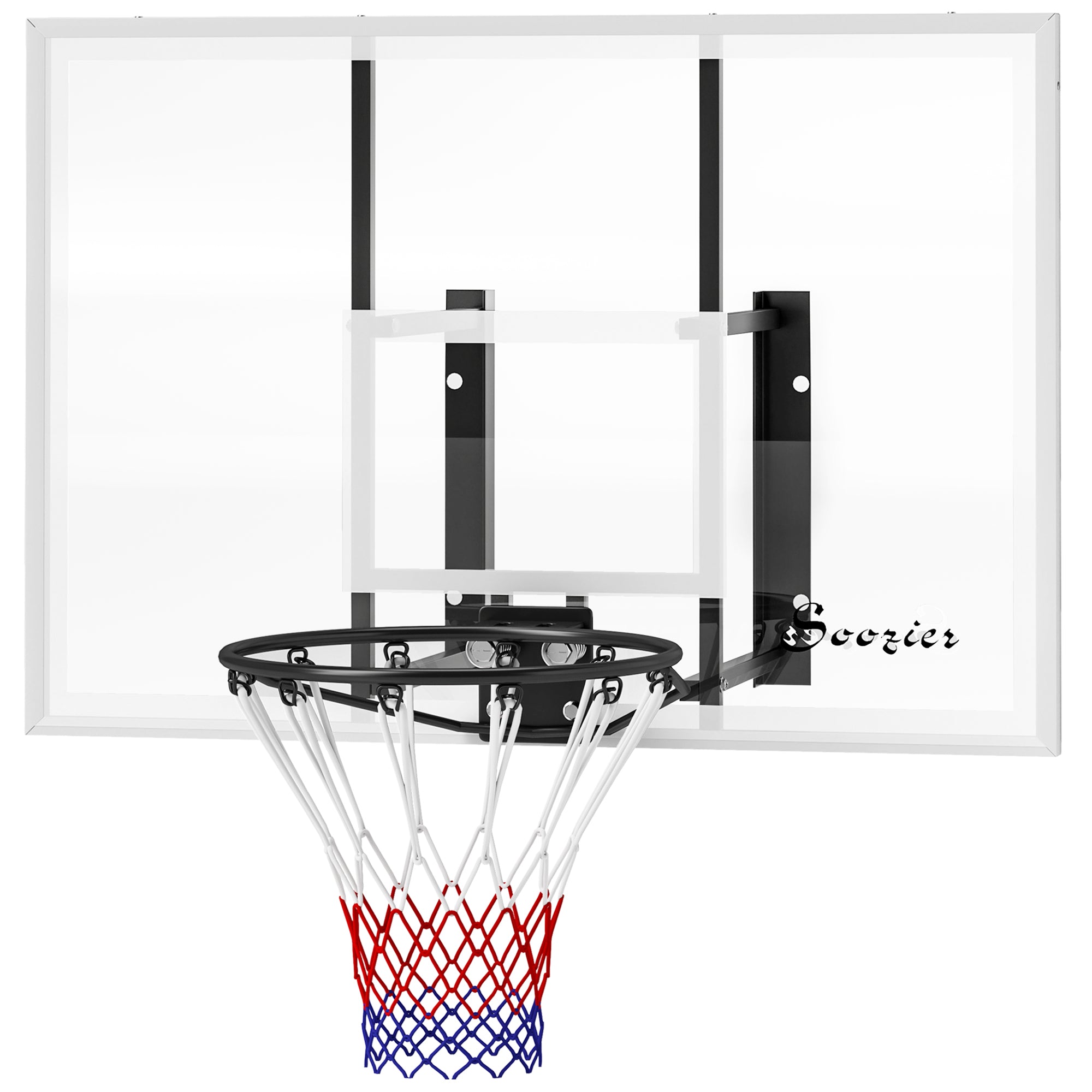 Wall Mounted Basketball Hoop with 43'' x 30'' Shatter Proof Backboard, for Indoor and Outdoor, White Basketball   at Gallery Canada