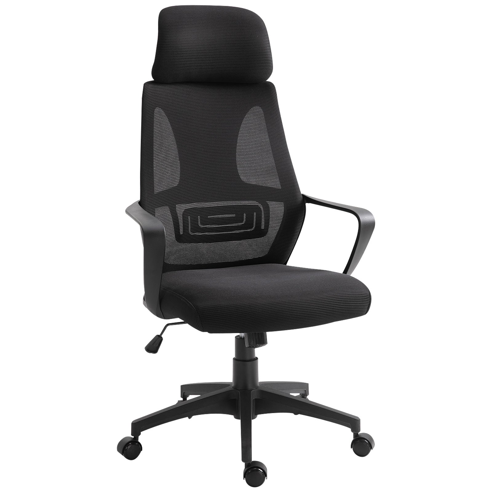 Breathable Office Chair with 2D Adjustable Headrest, Arm, Wheel, Mesh High Back Desk Chair, Black Task Chairs Black  at Gallery Canada