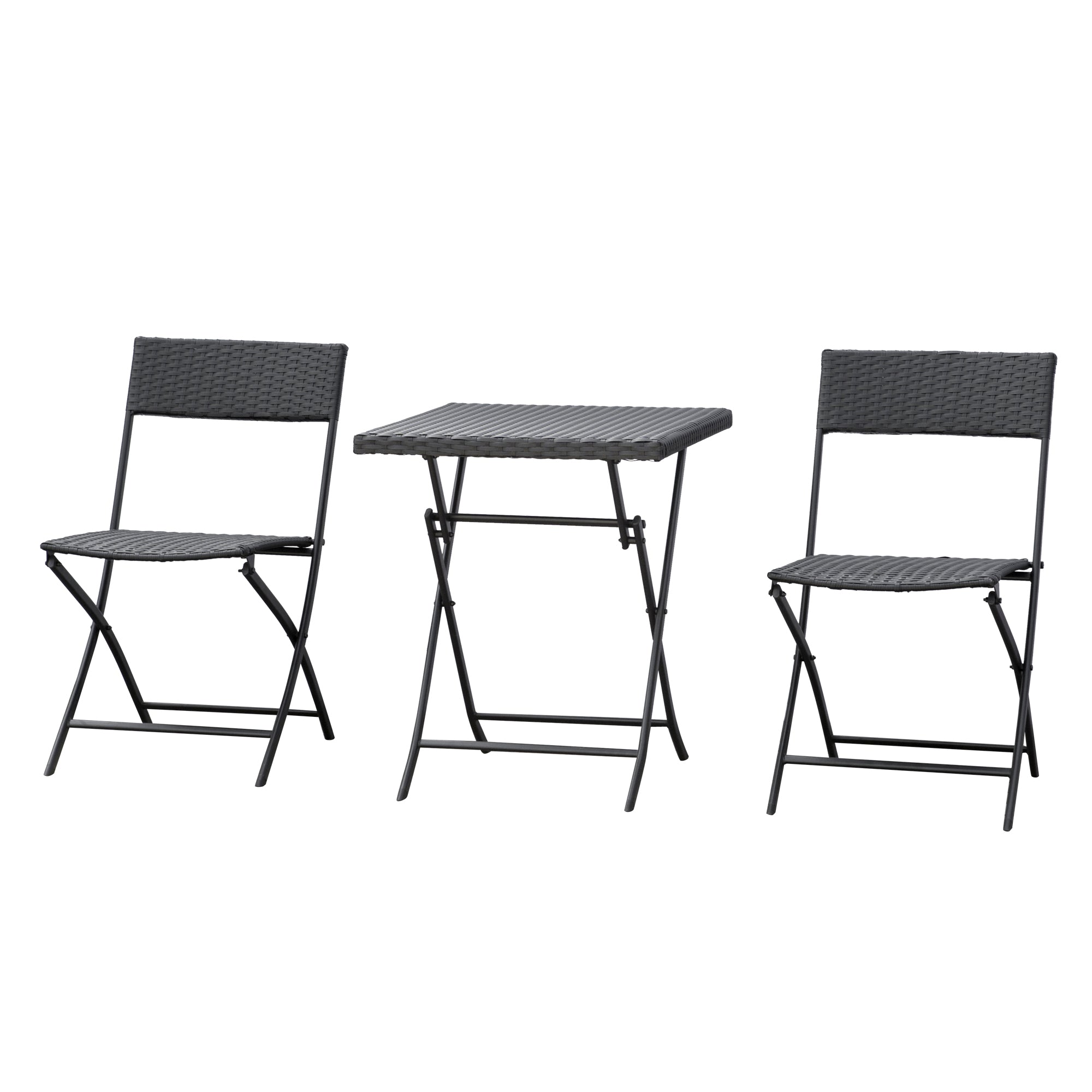 3-Piece Outdoor Folding Rattan Bistro Set, Mixed Brown Bistro Sets Mixed Brown at Gallery Canada
