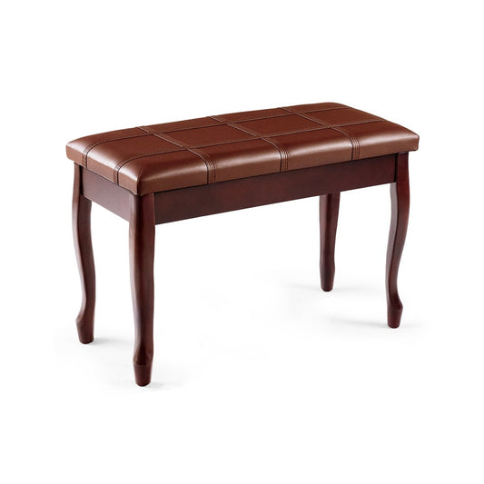 Solid Wood PU Leather Piano Bench with Storage, Brown Pianos & Keyboards Brown  at Gallery Canada