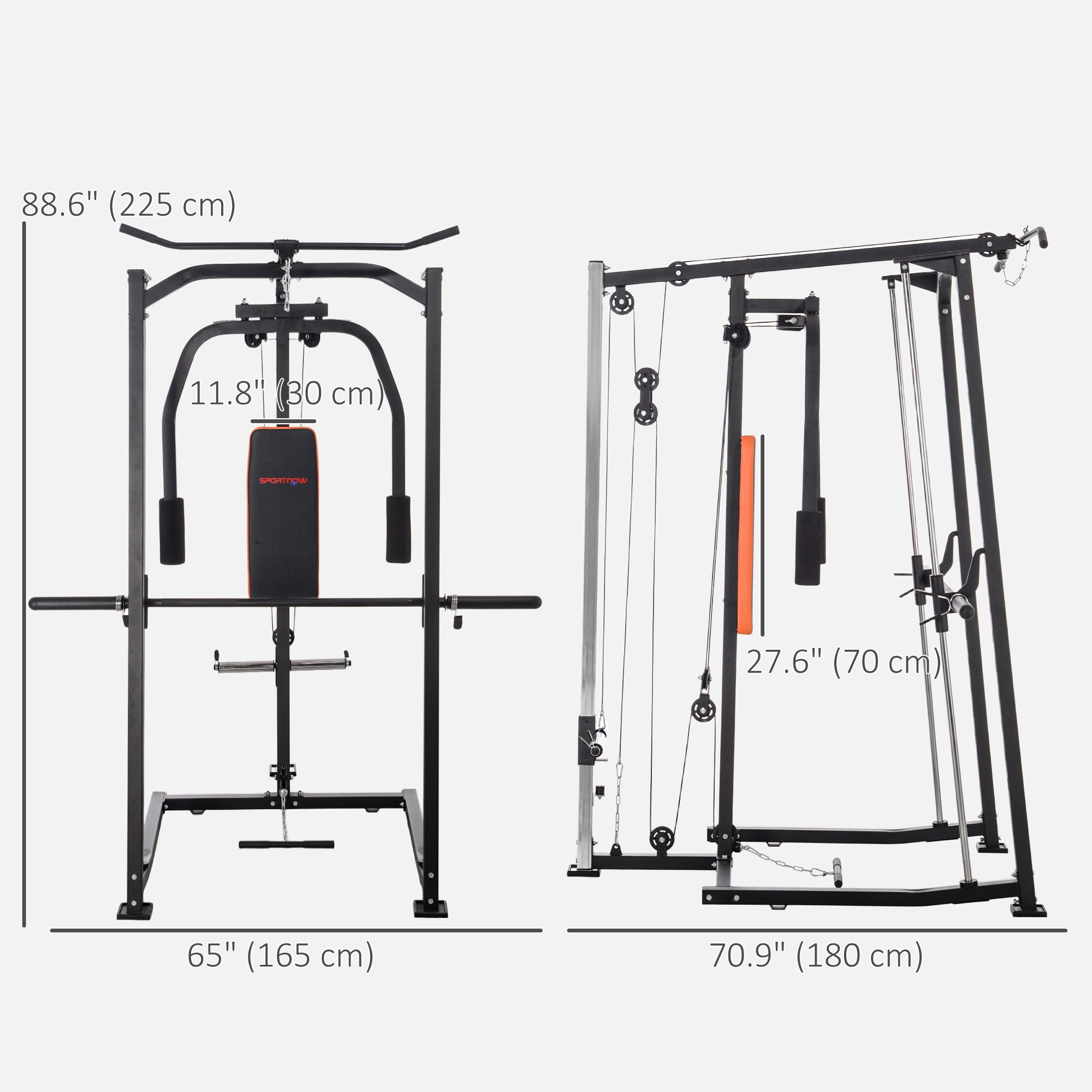 3 In 1 Smith Machine with Dual Cable Pulley System, Chest Press Station, 17-Level Squat Rack and Barbell Bar Power Towers at Gallery Canada