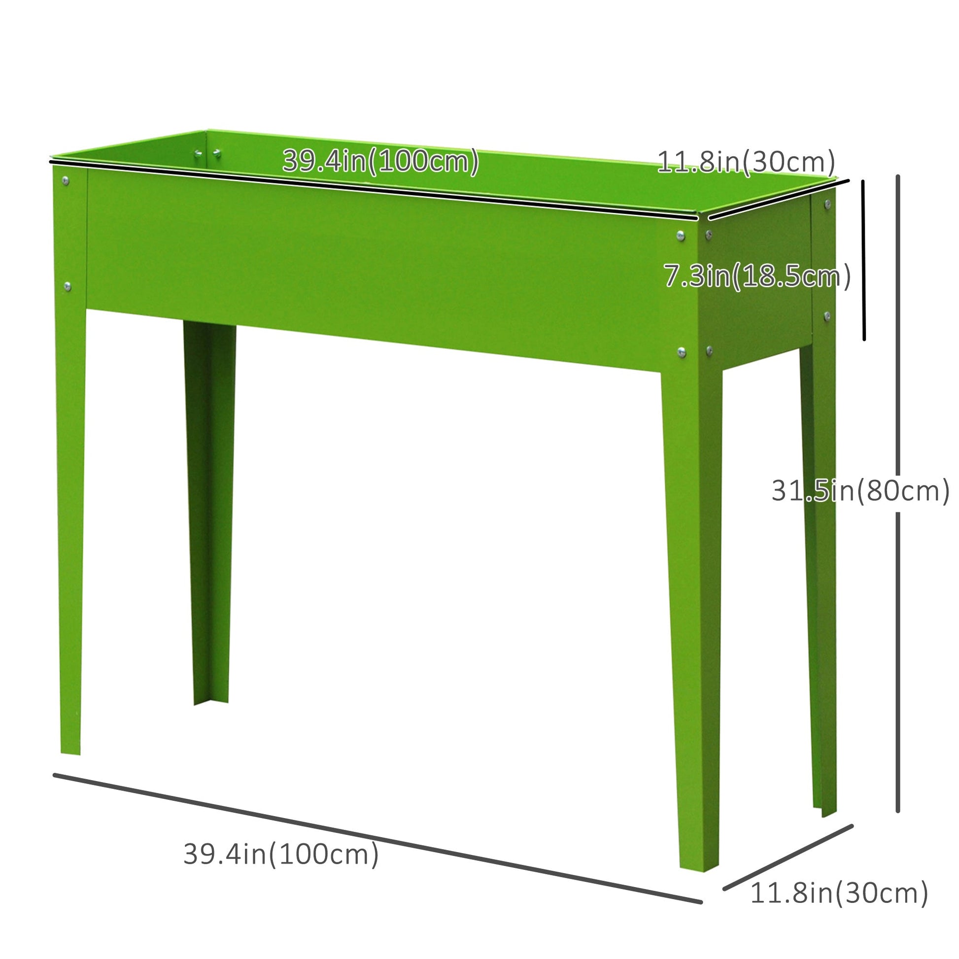 39" x 12" x 34" Raised Garden Bed Raised Garden Flower Bed Plant Kit Vegetable Herb Box with 3 Holes, Green Elevated Garden Beds   at Gallery Canada