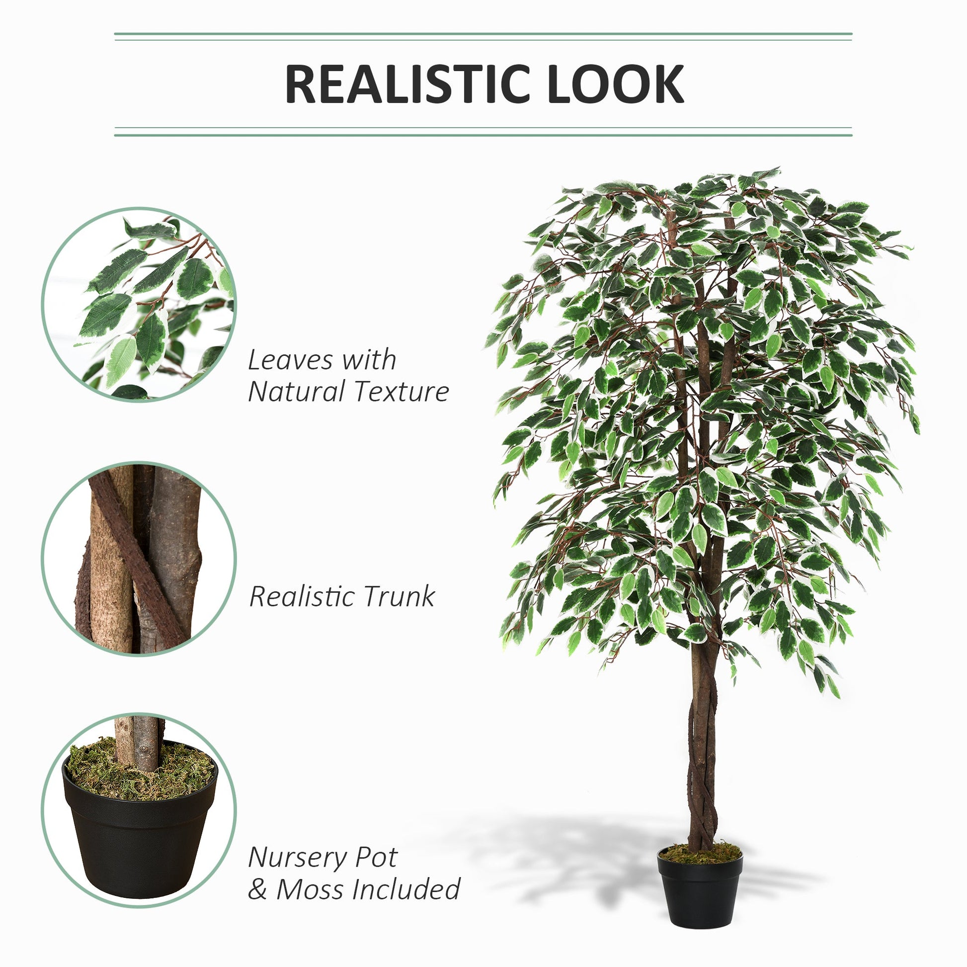 5.3ft Artificial Tree, Indoor Outdoor Fake Ficus with Pot, for Home Office Living Room Decor Artificial Trees   at Gallery Canada