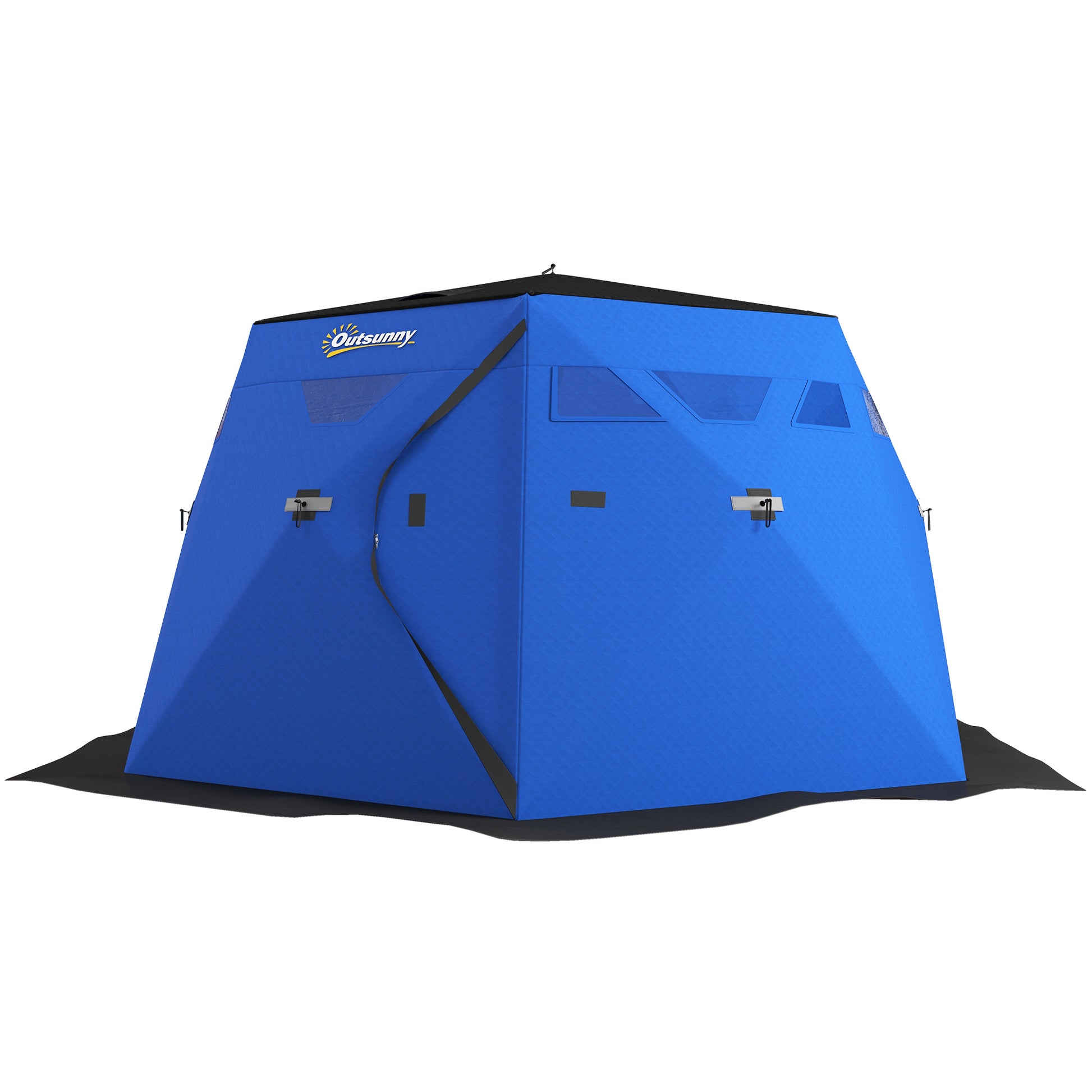 4 Person Insulated Ice Fishing Shelter, Pop-Up Portable Ice Fishing Tent with Carry Bag and Two Doors for -22℉, Blue Ice Fishing Tents   at Gallery Canada