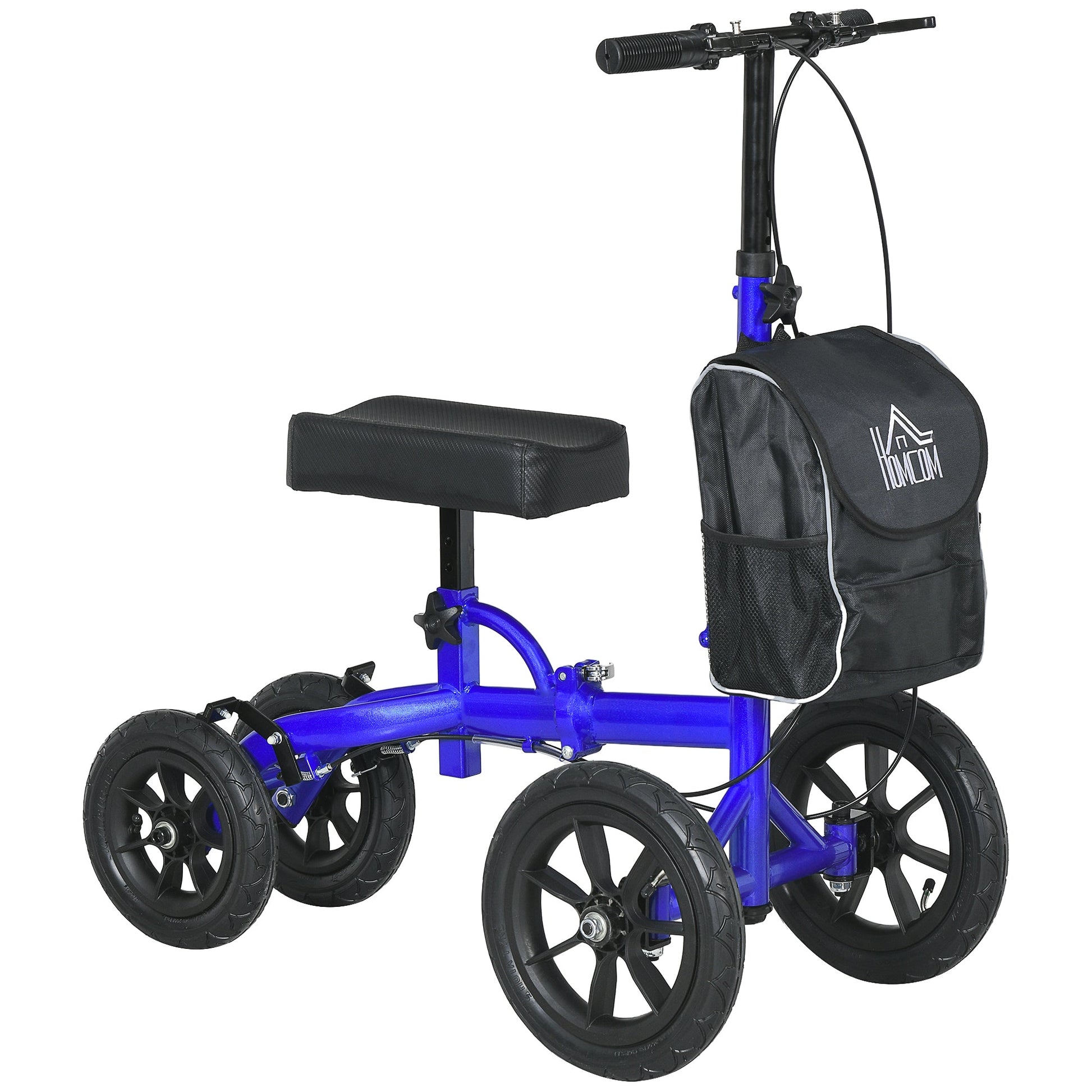 Adjustable Steerable Knee Walker, Foldable Knee Scooter with Rubber Wheels, Dual Brake, Crutch Alternative, Blue Knee Walker & Wheelchair Ramps Blue  at Gallery Canada