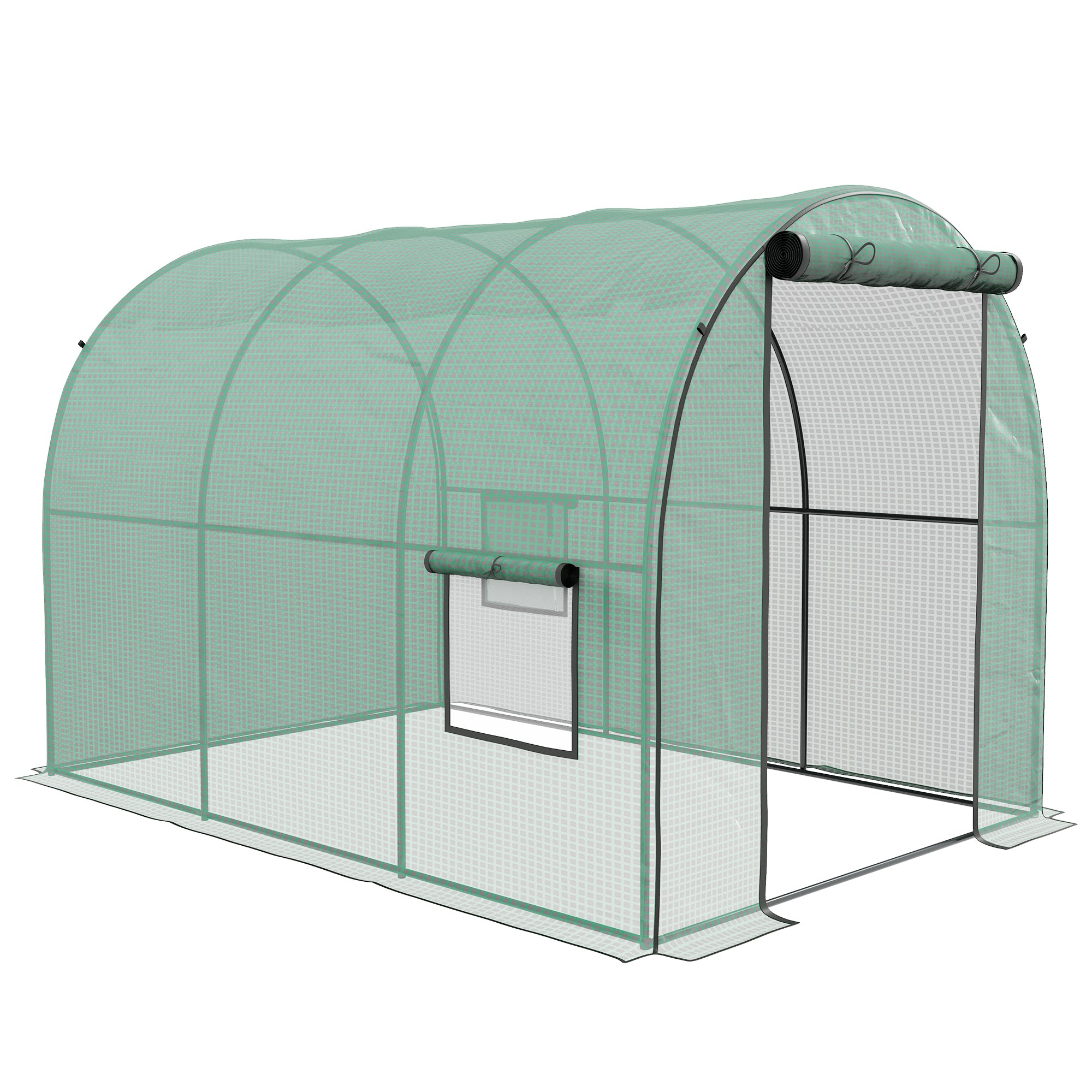Polytunnel Greenhouse Walk-in Grow House with Plasric Cover, Door, Mesh Window and Steel Frame, 6.6' x 10' x 6.6' Tunnel Greenhouses at Gallery Canada