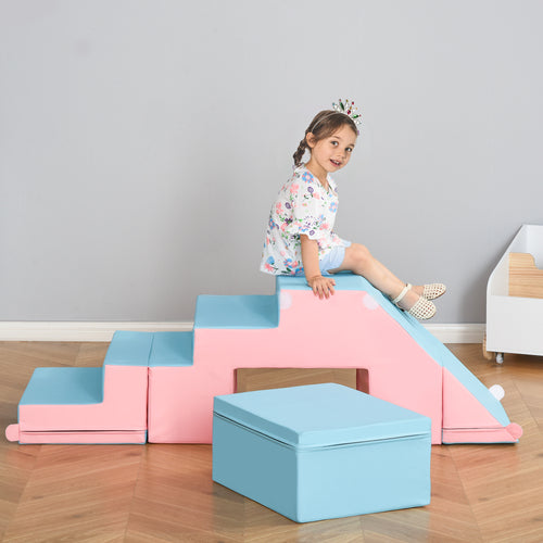 Kids Crawl and Climb Foam Play Set Toddler Nugget 2-Piece Interactive Set for Climbing, Crawling, Sliding Play Zone for Baby Preschooler 1-3 Years, Light Blue