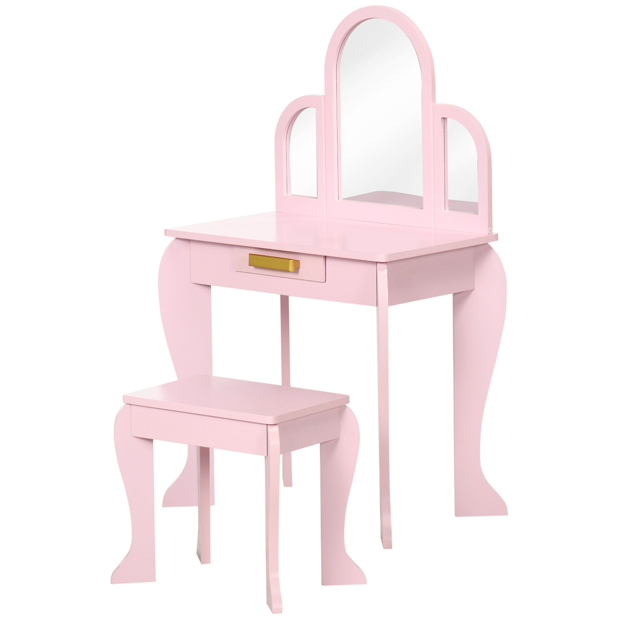 Kids Dressing Table and Chair Set, Girls Dressing Set, Makeup Desk with Drawer for 3-6 Years Old Kids, Pink Kids Bedroom Furniture at Gallery Canada