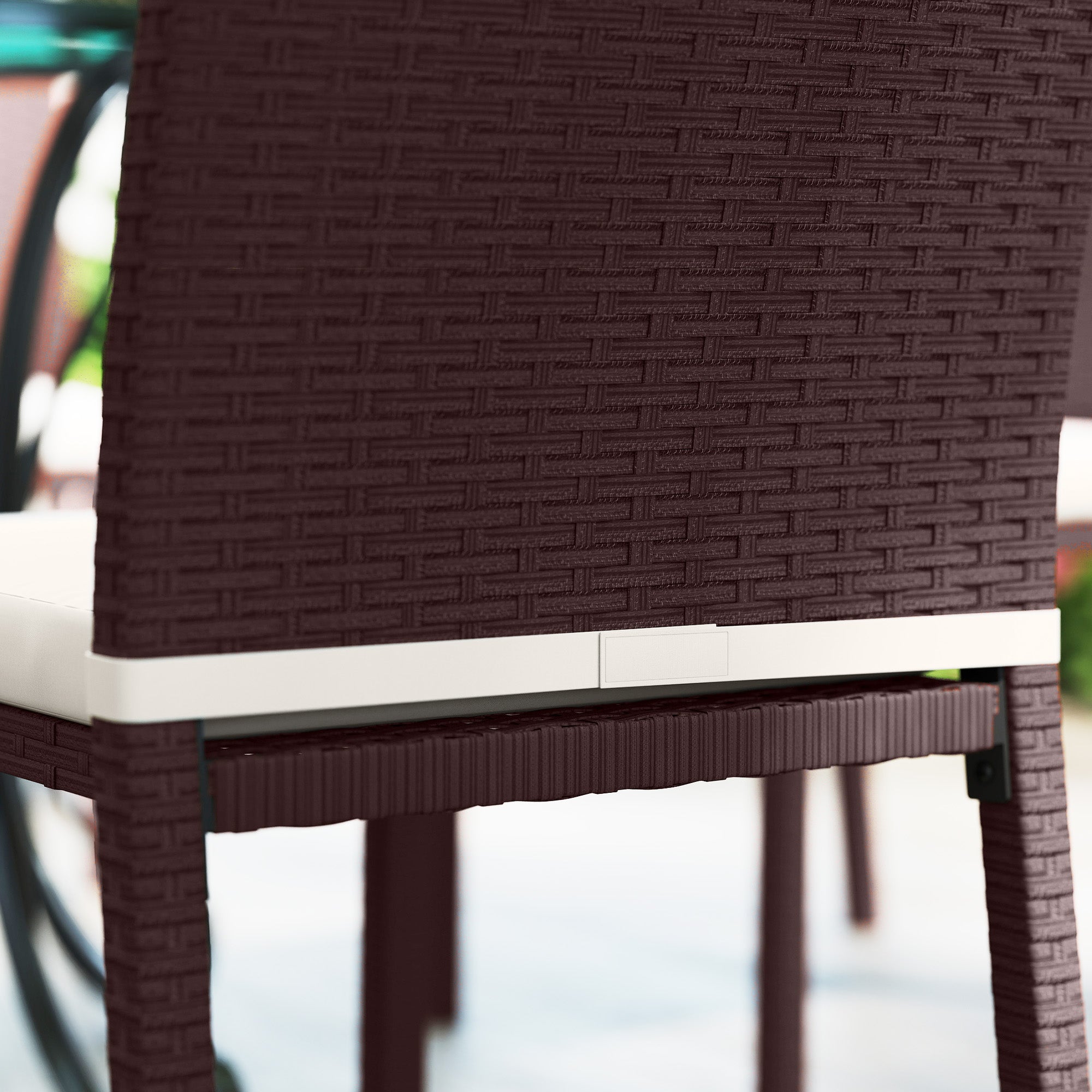 Patio Dining Chairs Set of 4, All Weather Wicker Armless Outdoor Chairs with Steel Frame for Garden, Backyard, Beige Patio Chairs at Gallery Canada