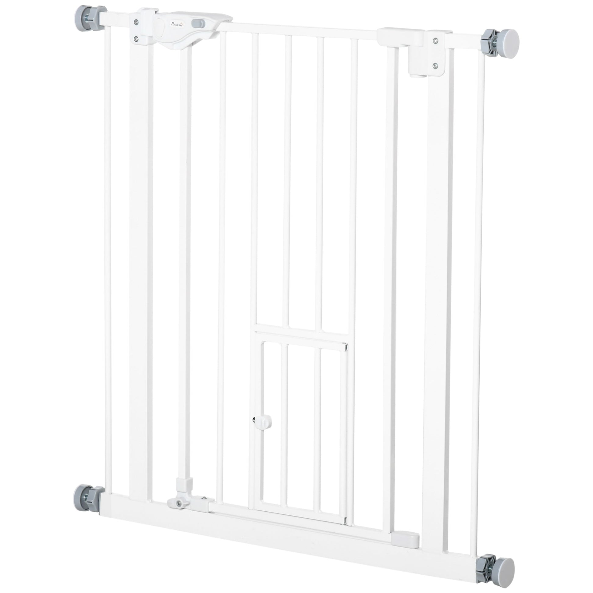 Pet Gate Extra Wide Press-Mounted with Cat Door, Auto Closing Pet Gate for Stair, Hallway, 29-32 Inch, White Houses, Kennels & Pens Black  at Gallery Canada