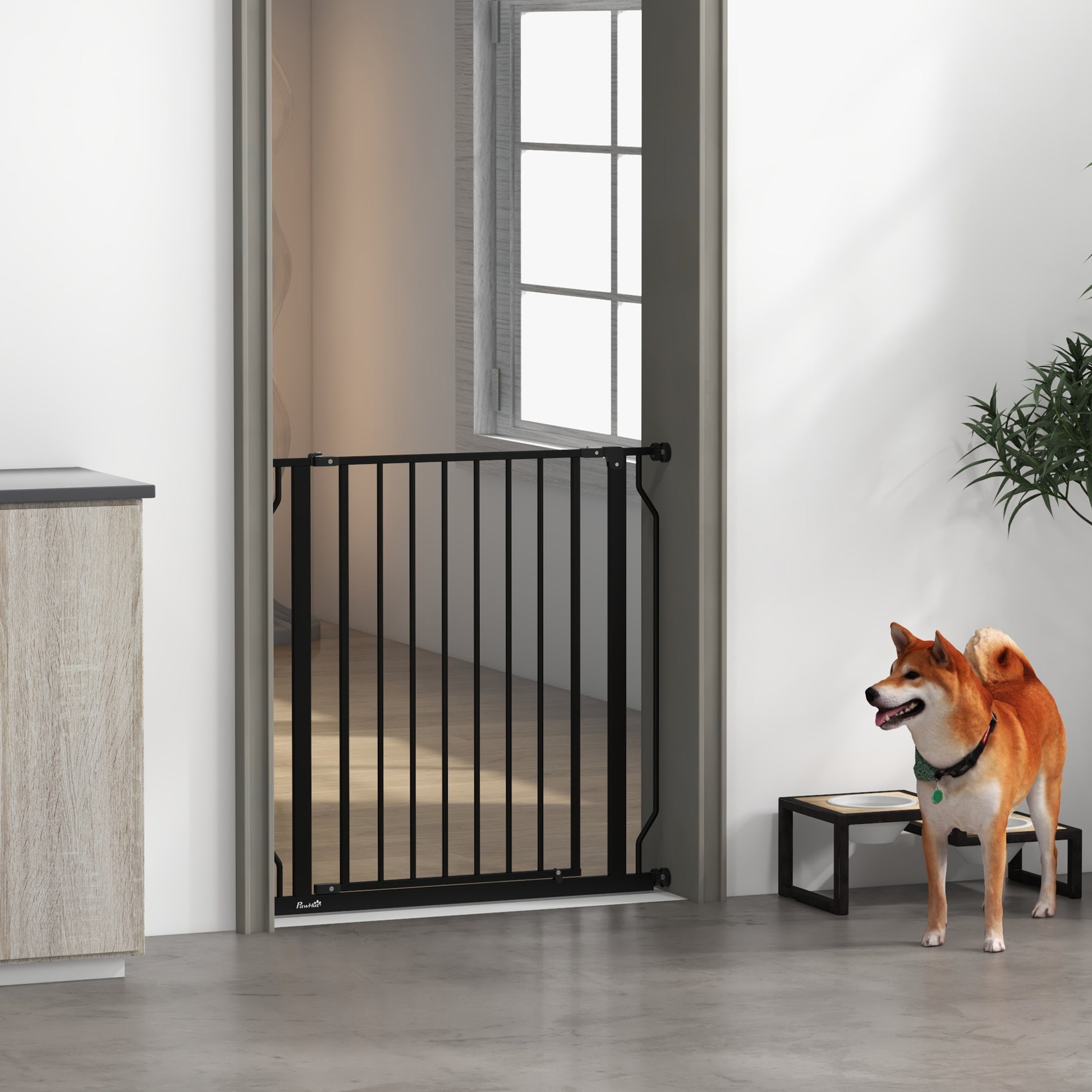 30"- 34" Easy Install Pet Gate w/ Door &; Double Locking System, Extra Wide Dog Gate for Stairs, Hallways, Black Houses, Kennels & Pens   at Gallery Canada