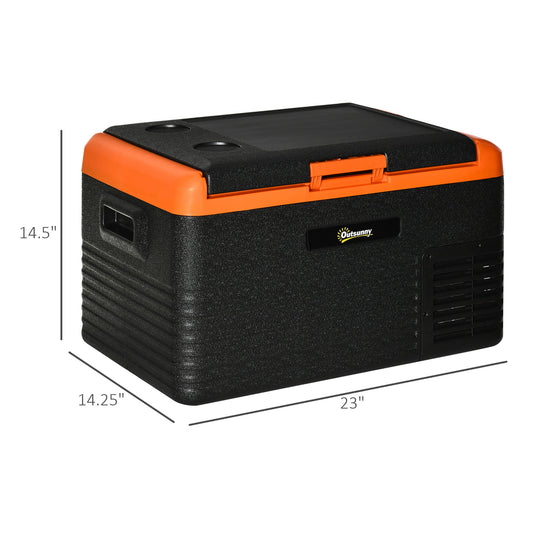 32 Quart Car Fridge, Portable Freezer, Electric Cooler Box with 12/24V DC and 100-240V AC for Camping, Driving, Picnic Car Coolers Black and Orange  at Gallery Canada