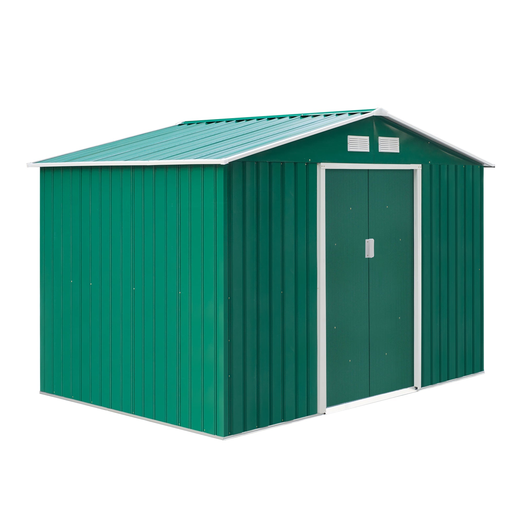 9.1' x 6.4' x 6.3' Garden Storage Shed w/Floor Foundation Outdoor Patio Yard Metal Tool Storage House w/ Double Doors Green Sheds Green  at Gallery Canada