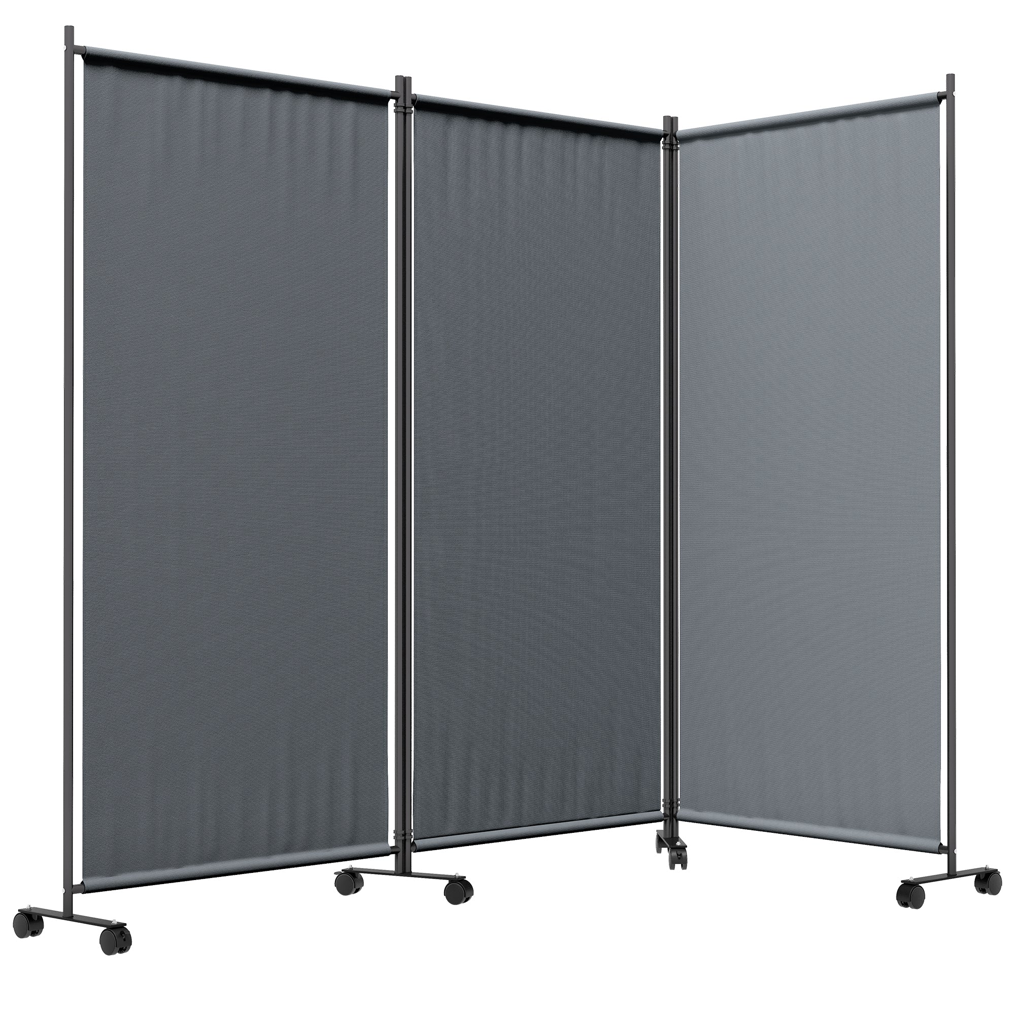 Folding Room Divider with Castor Wheels, Rolling Privacy Screen for Patio Backyard Pool Hot Tub, 6ft Tall Side Awnings Dark Grey at Gallery Canada