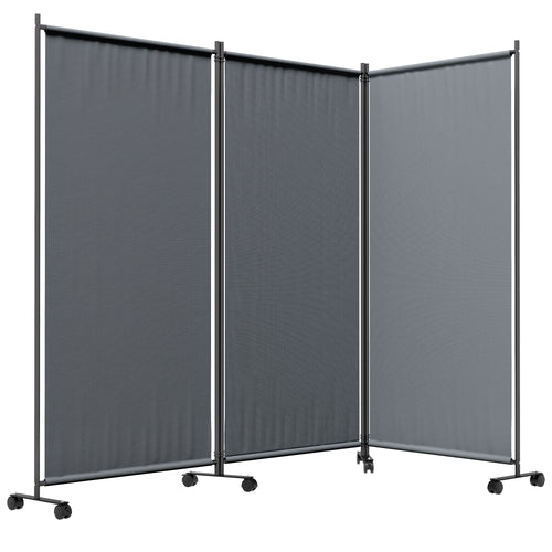 Folding Room Divider with Castor Wheels, Rolling Privacy Screen for Patio Backyard Pool Hot Tub, 6ft Tall