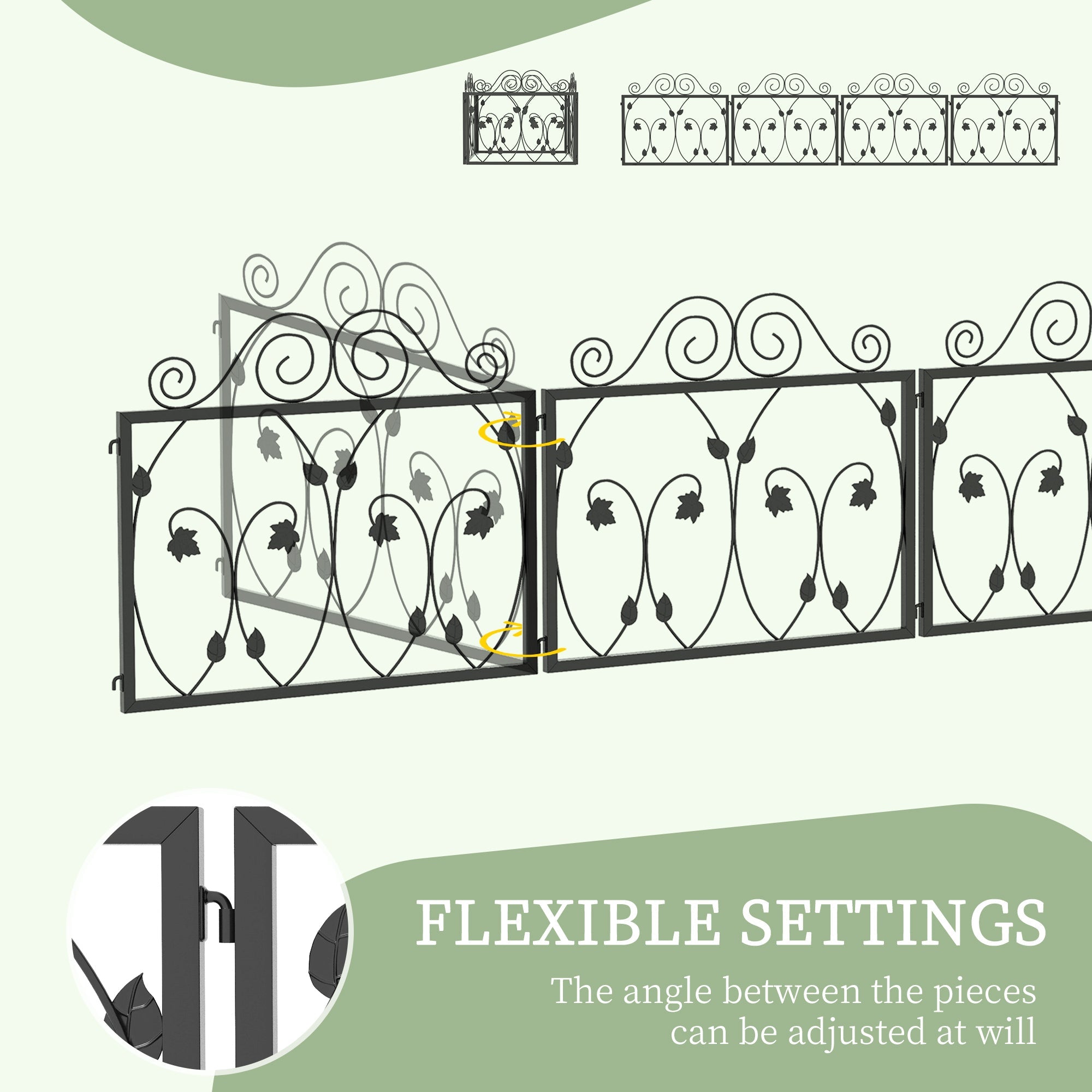 4 Pack Garden Fence, Metal Wire Fencing Border, Scroll Flower Edging Animal Barrier for Landscape, Backyard, Black Garden Fences   at Gallery Canada