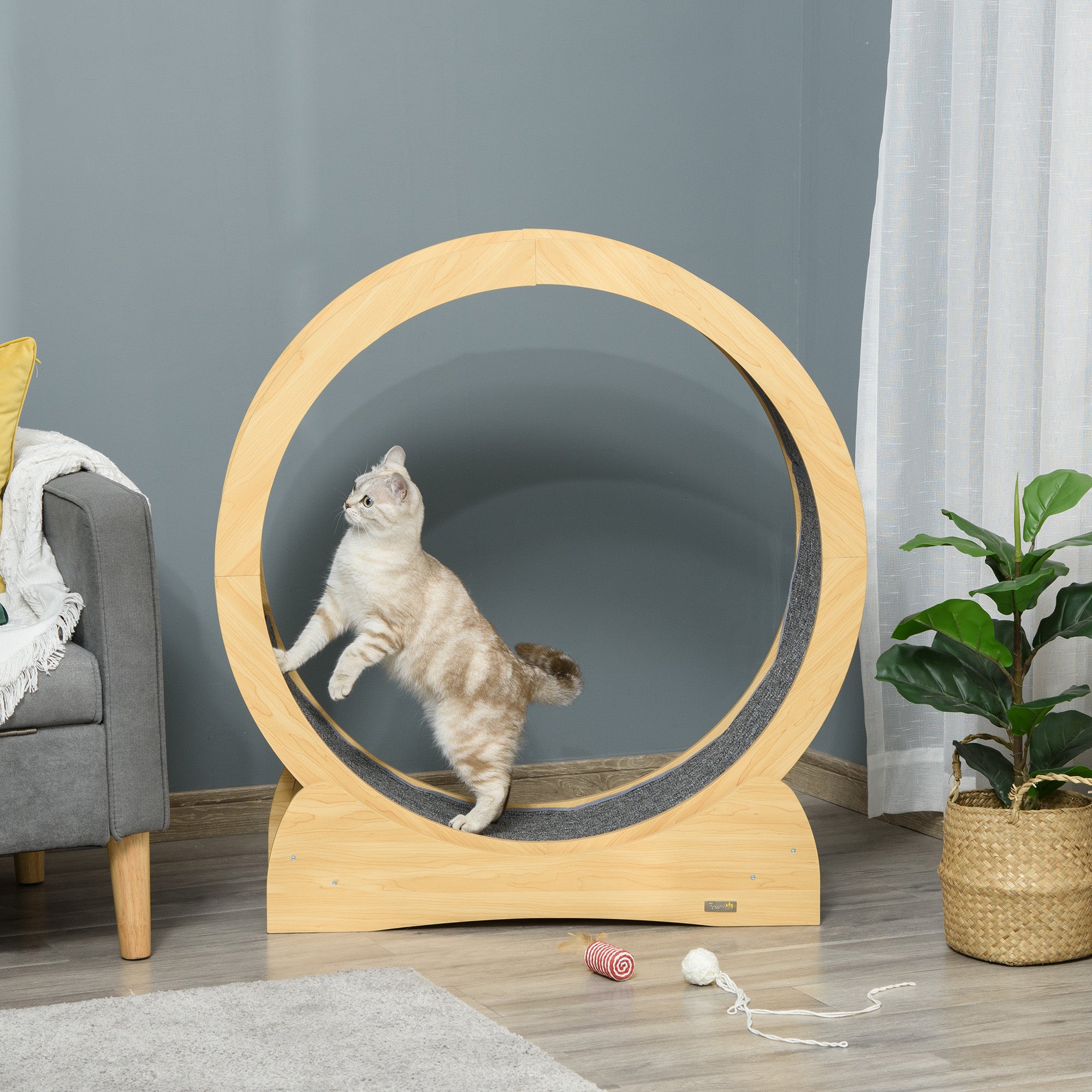 Cat Running Wheel, Cat Exercise Treadmill with Brake, Carpeted Runaway, Pet Fitness Weight Loss Device, Natural Cat Climbing Wall at Gallery Canada