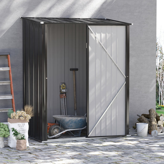 5' x 3' Outdoor Storage Shed, Steel Garden Shed with Single Lockable Door, Tool Storage Shed for Backyard Charcoal Gray Sheds Charcaol Grey  at Gallery Canada