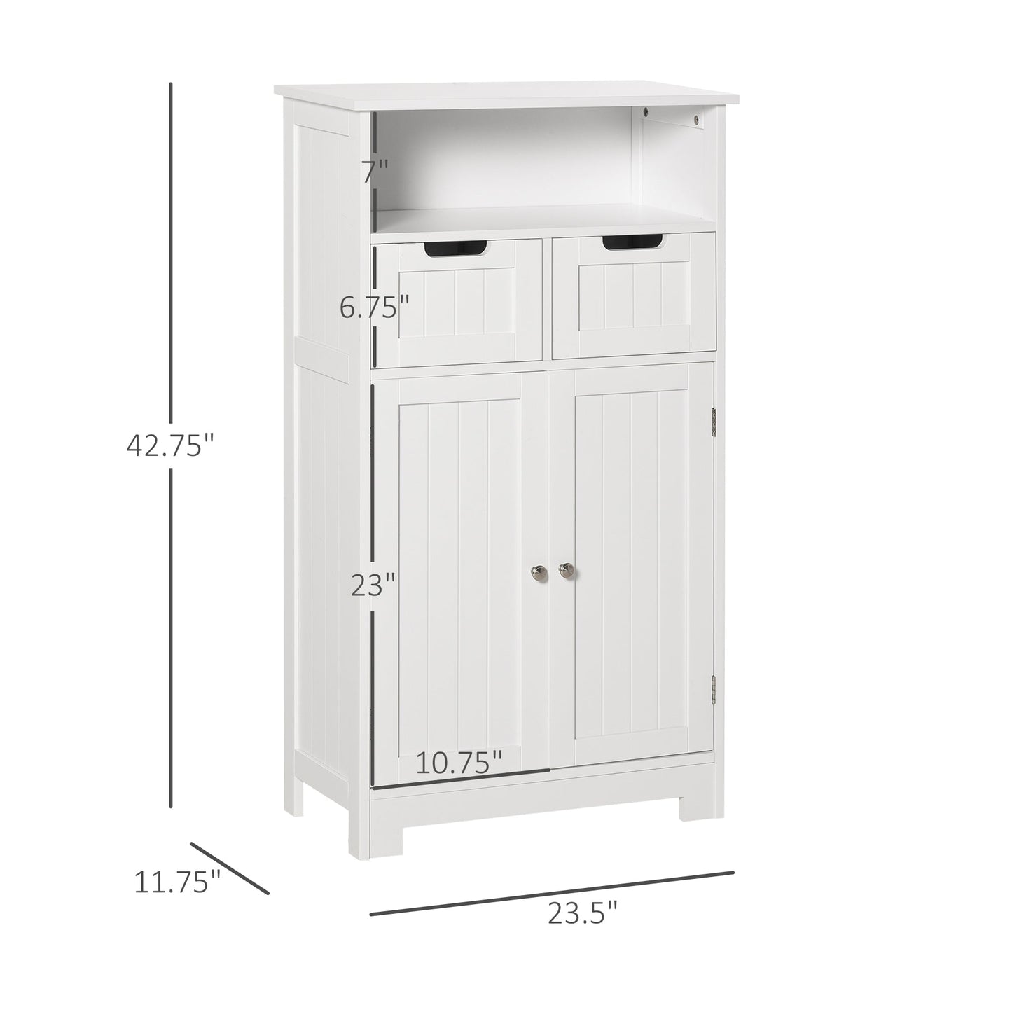 Bathroom Storage Cabinet Floor with Adjustable Shelf and Drawers Side Cabinet for Living Room Entryway Office White Bathroom Cabinets White  at Gallery Canada